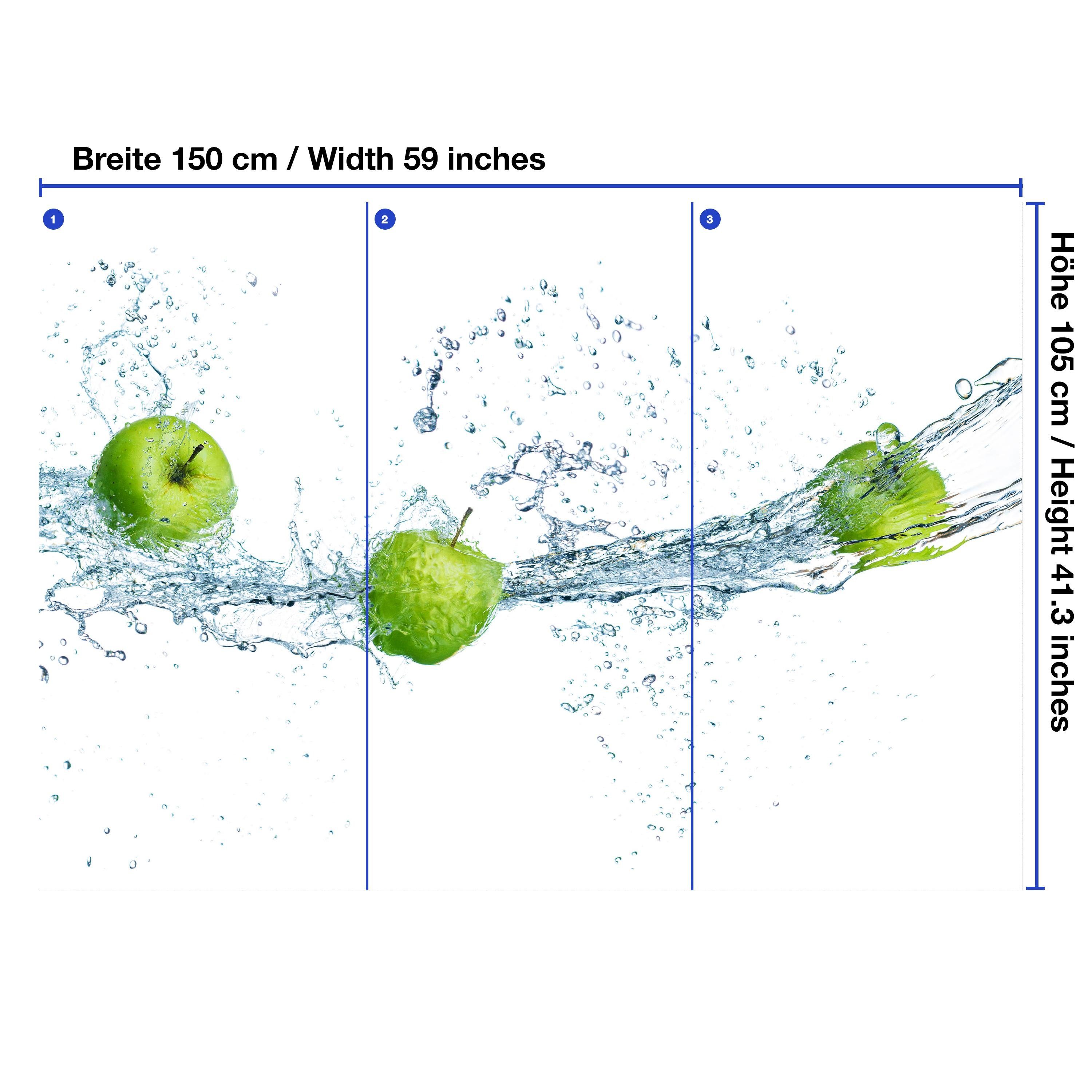 Apfel matt, Wasser, glatt, Fototapete Vliestapete wandmotiv24 Wandtapete, Motivtapete, Obst