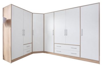 Feldmann-Wohnen Kleiderschrank Smart (1-St) 3-teilig weiß Sonoma Eiche