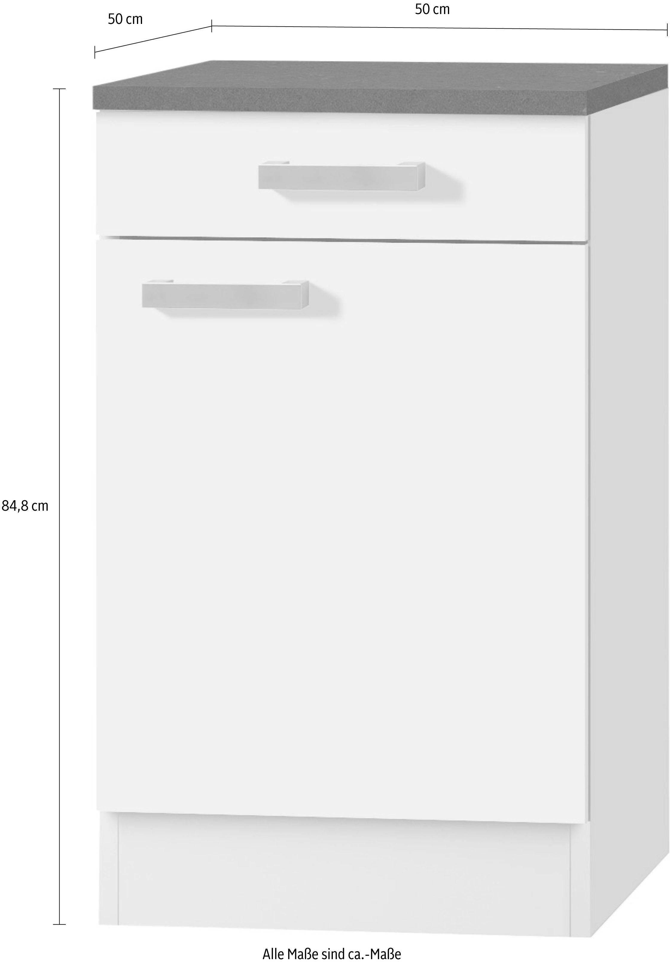 weiß tief, 1 breit, cm Tür cm 50 OPTIFIT 1 Odense 50 | mit 50 Schubkasten weiß/weiß und Unterschrank