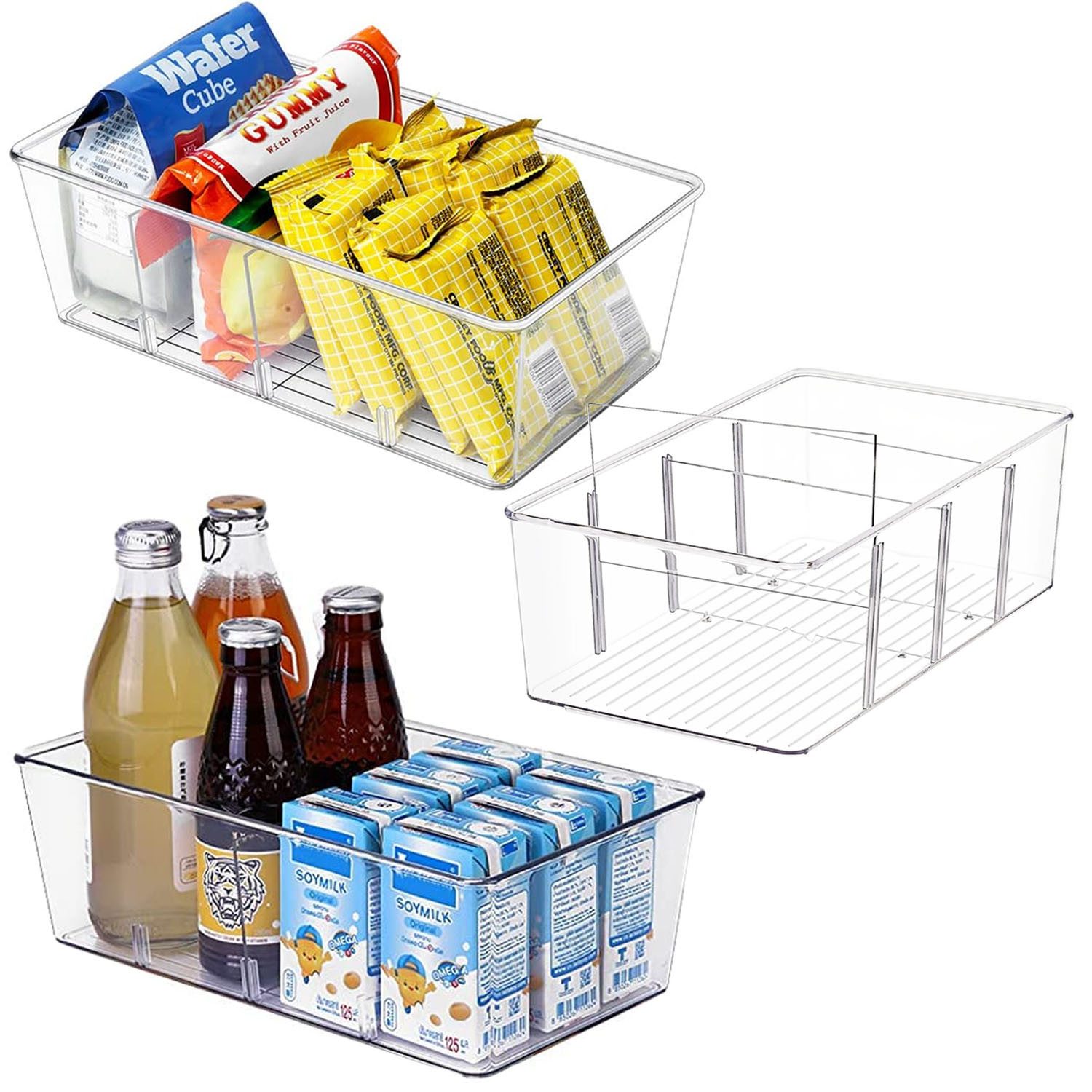 SURFOU Aufbewahrungsbox 3er-Set Kühlschrank Organizer mit Trennwänden – sta günstig online kaufen