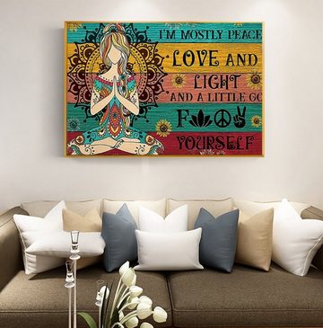 TPFLiving Kunstdruck (OHNE RAHMEN) Poster - Leinwand - Wandbild, Hippie Yoga Leinwand (Motiv in verschiedenen Größen), Farben: Leinwand bunt - Größe: 20x30cm
