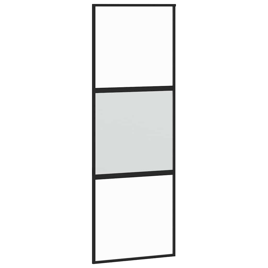 vidaXL Haustür Schiebetür Schwarz 76x205 cm Hartglas und Aluminium (1-St)