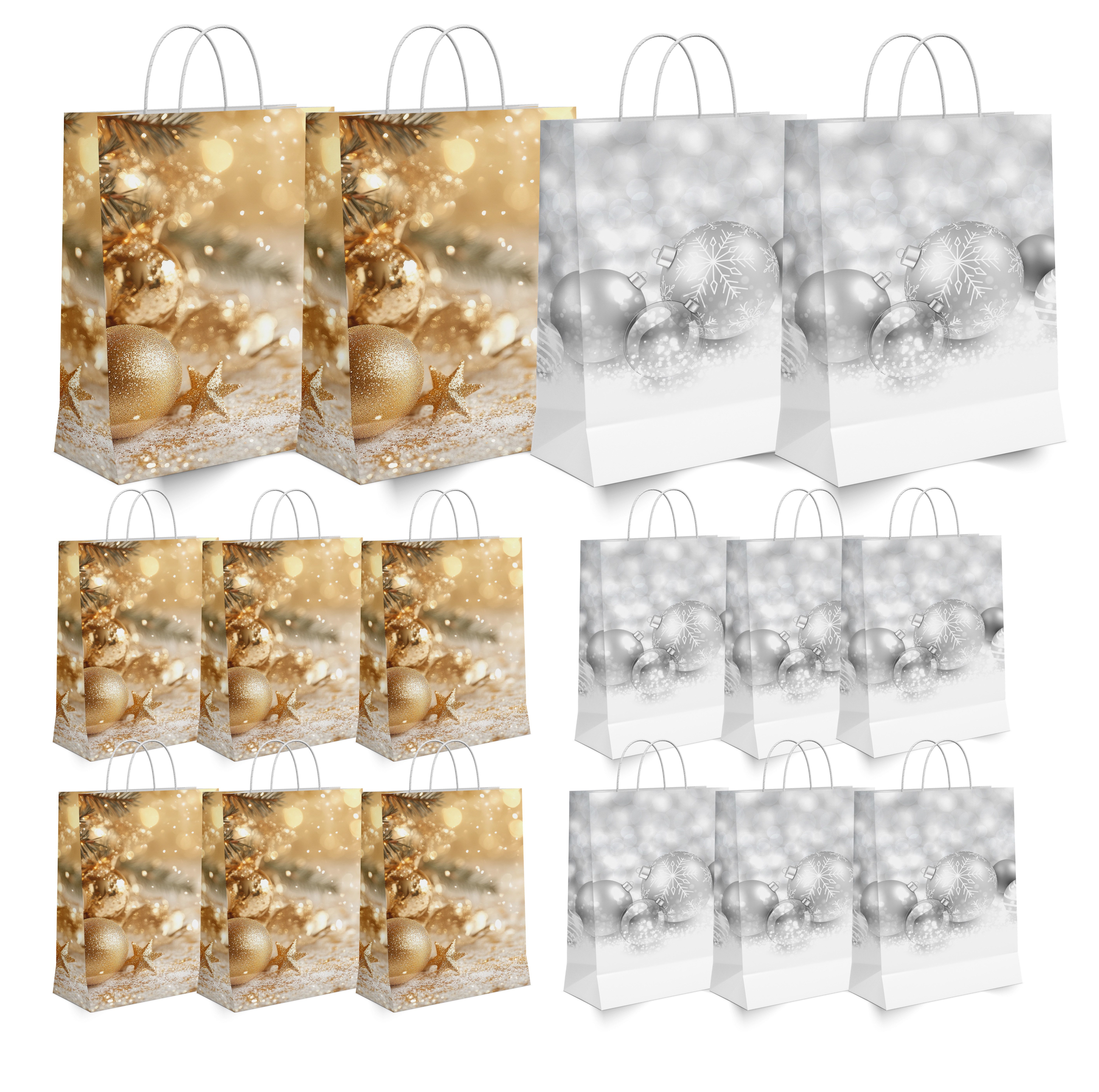 TK Gruppe Geschenkbox 12x XXL Geschenktaschen Weihnachten - Geschenktüten ca. 23 x 17 cm (Packung, 12x Weihnachtstaschen), Fester Boden