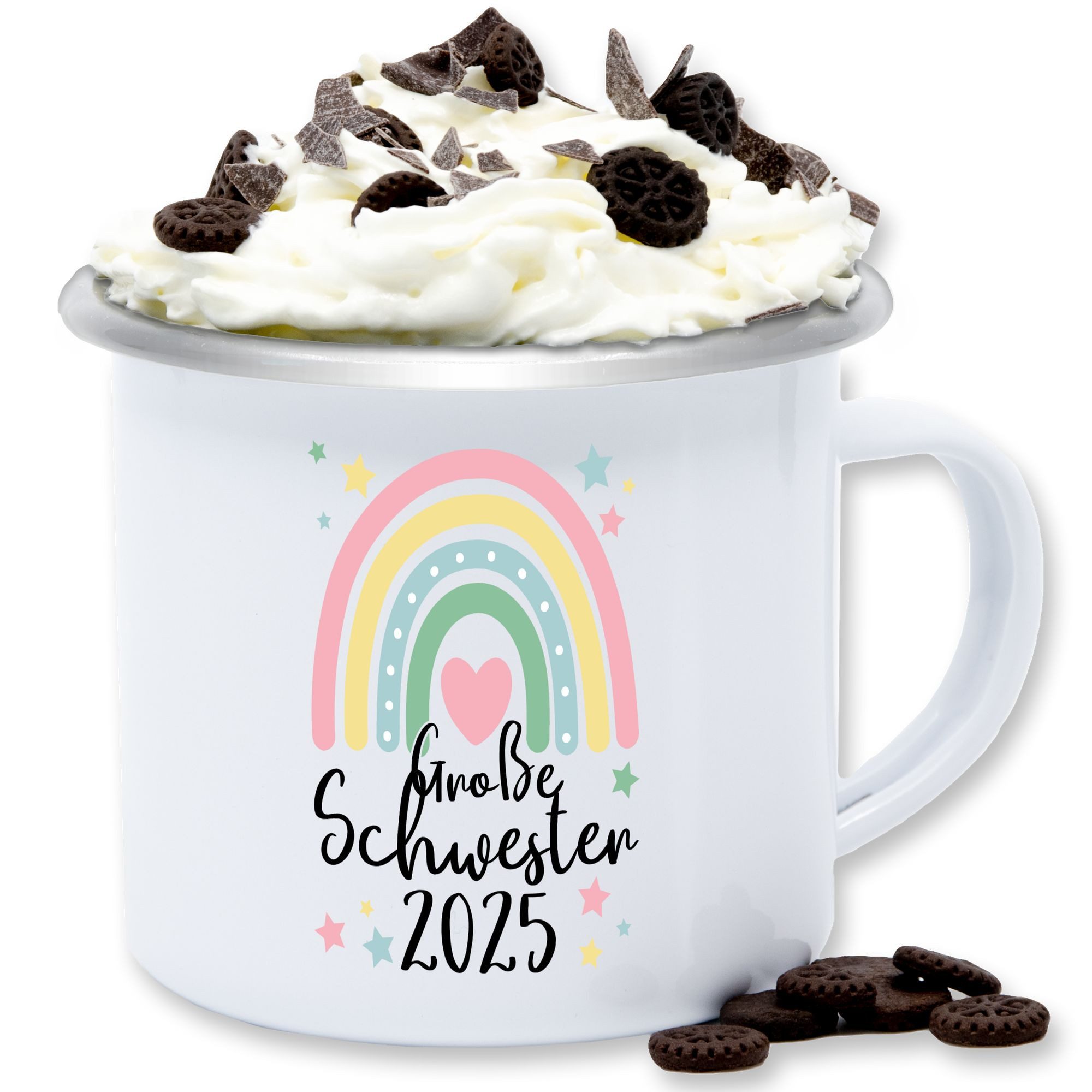 Shirtracer Tasse Große Schwester Geschenk 2025 Regenbogen Big Sister, Stahlblech, Große Schwester