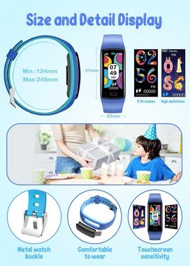Cantaos Fitness Kinder's Wasserdicht Smartwatch (80*160 cm/0,96 Zoll), mit Herzfrequenz Blutdruck schla Sport Wecker
