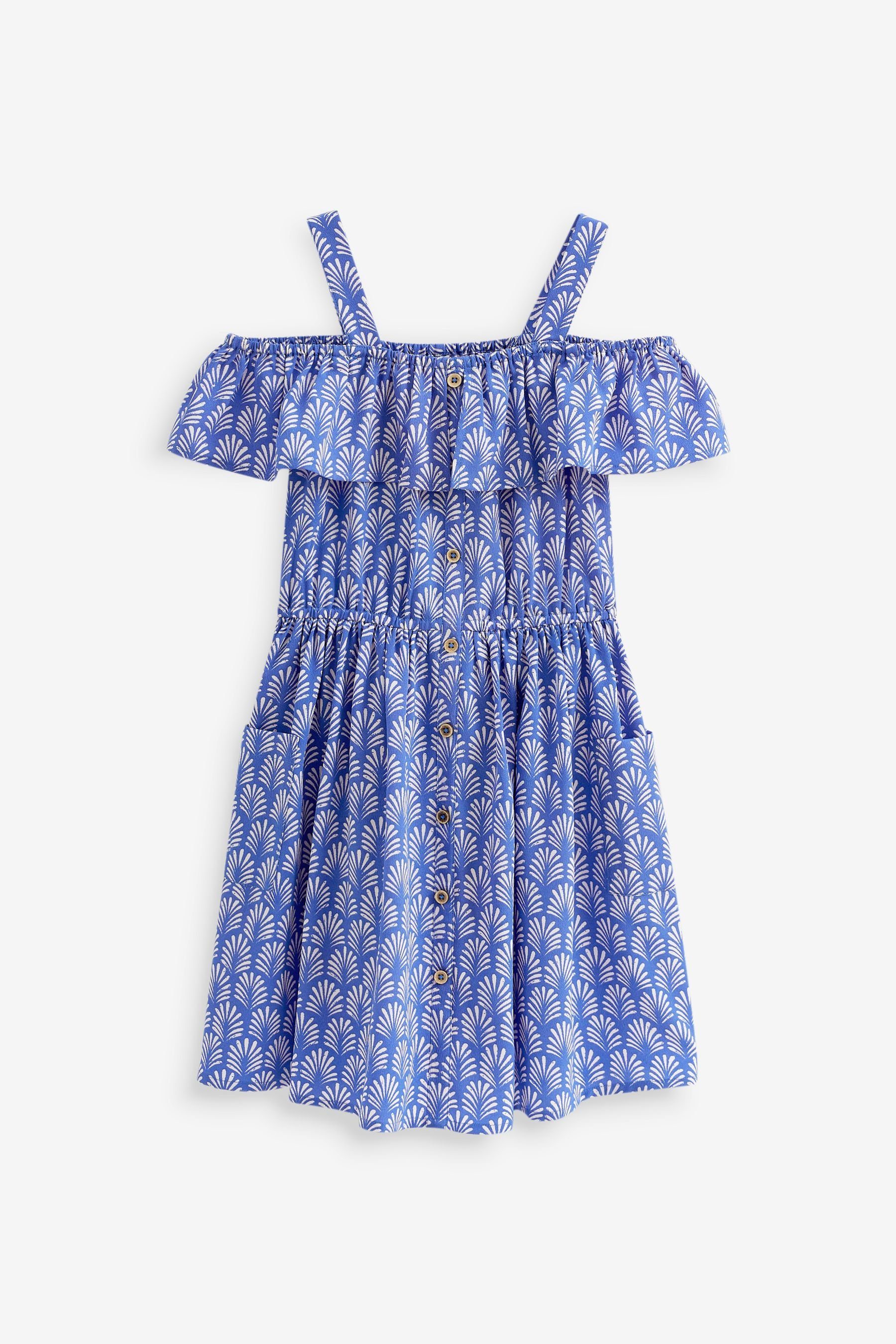 Next Trägerkleid Schulterfreies Kleid mit Print (1-tlg) Cobalt Blue