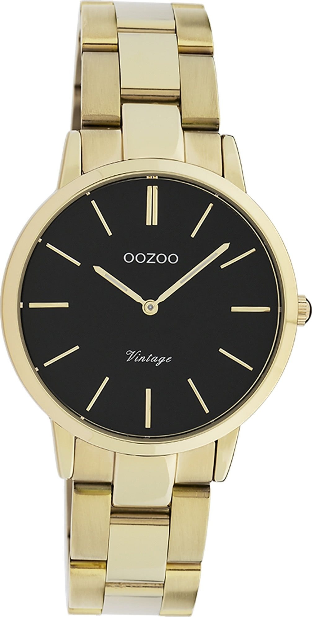 OOZOO Quarzuhr Oozoo Damen Armbanduhr Vintage Series, (Analoguhr), Damenuhr rund, mittel (ca. 34mm), Metallarmband gold, Fashion