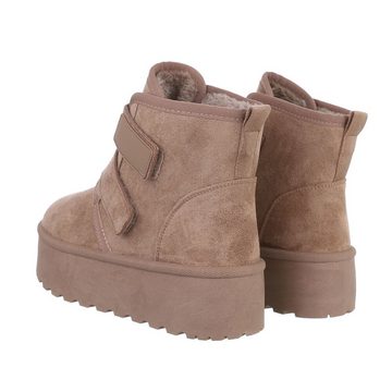 Ital-Design Damen Snowboots Freizeit Snowboots Flach Plateaustiefeletten in Hellbraun