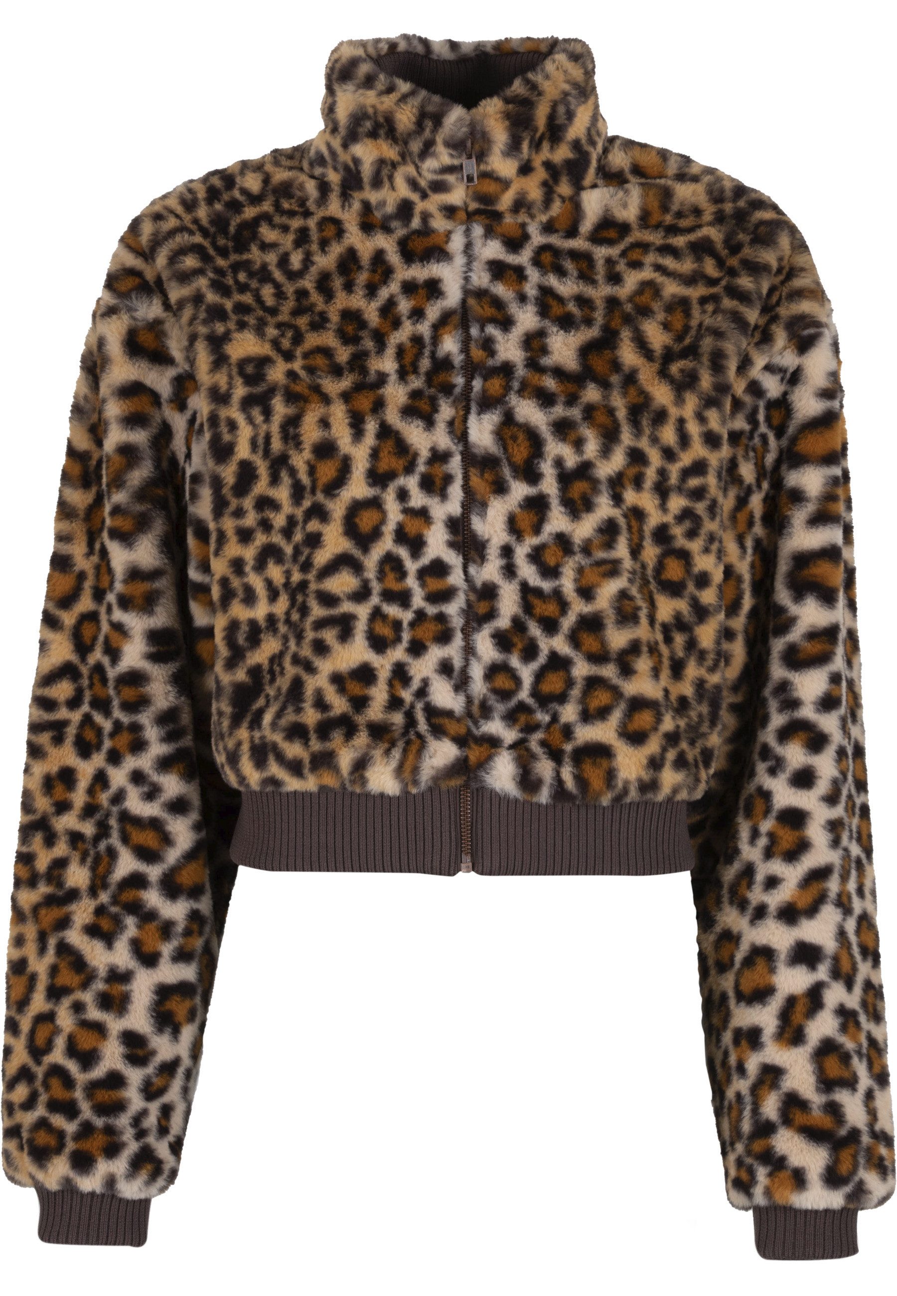 URBAN CLASSICS Allwetterjacke Urban Classics Ladies Cropped Faux Fur Leo Jacket (1-St)