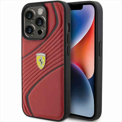 Ferrari Smartphone-Hülle Ferrari Apple iPhone 15 Pro Max Schutzhülle Case Twist Metal Logo Rot