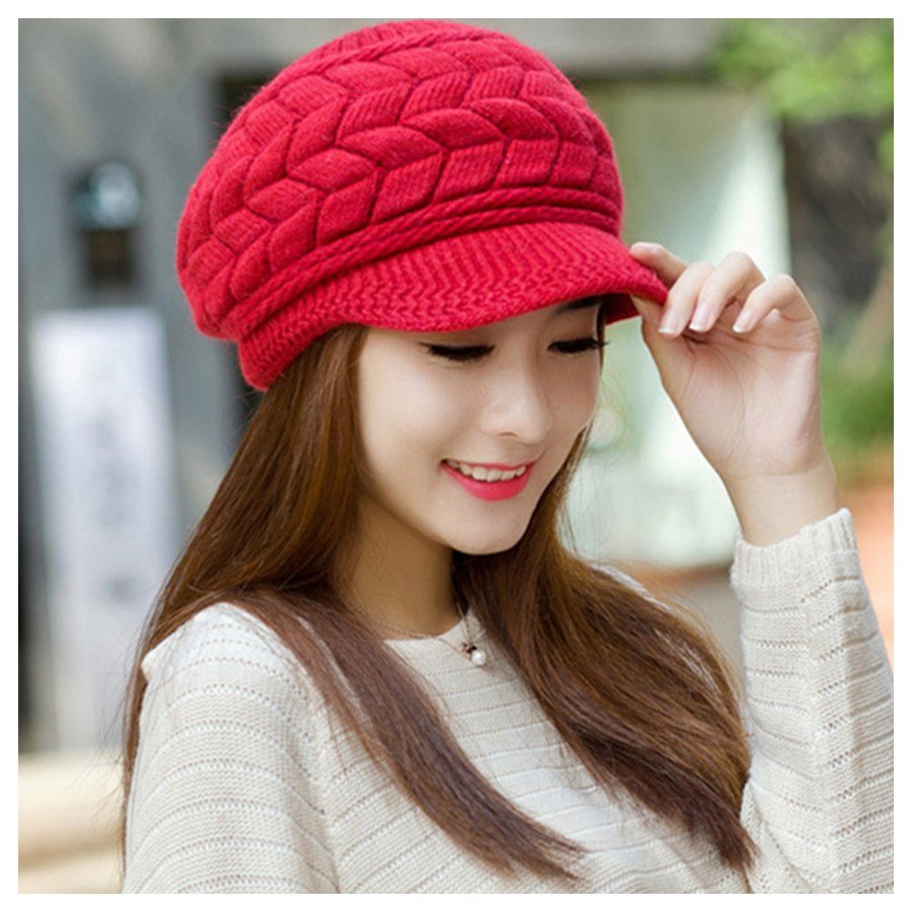 Strickmütze Frauen Hut red Und Mädchen Blusmart Für Weibliche Herbst Winter Wolle
