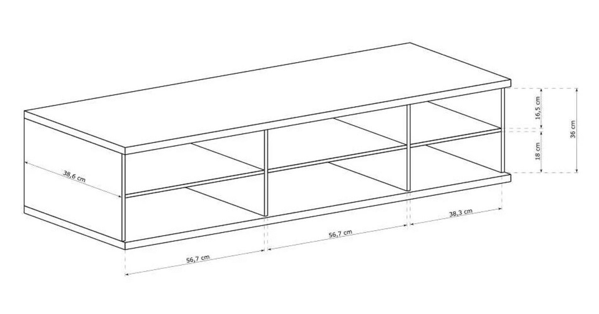 CALLINI Lowboard 1 und B160,8 x 2 T40,6 x cm H43,5 Artisan Eiche C-6 TV-Schrank mit Tür Schubladen Furnix