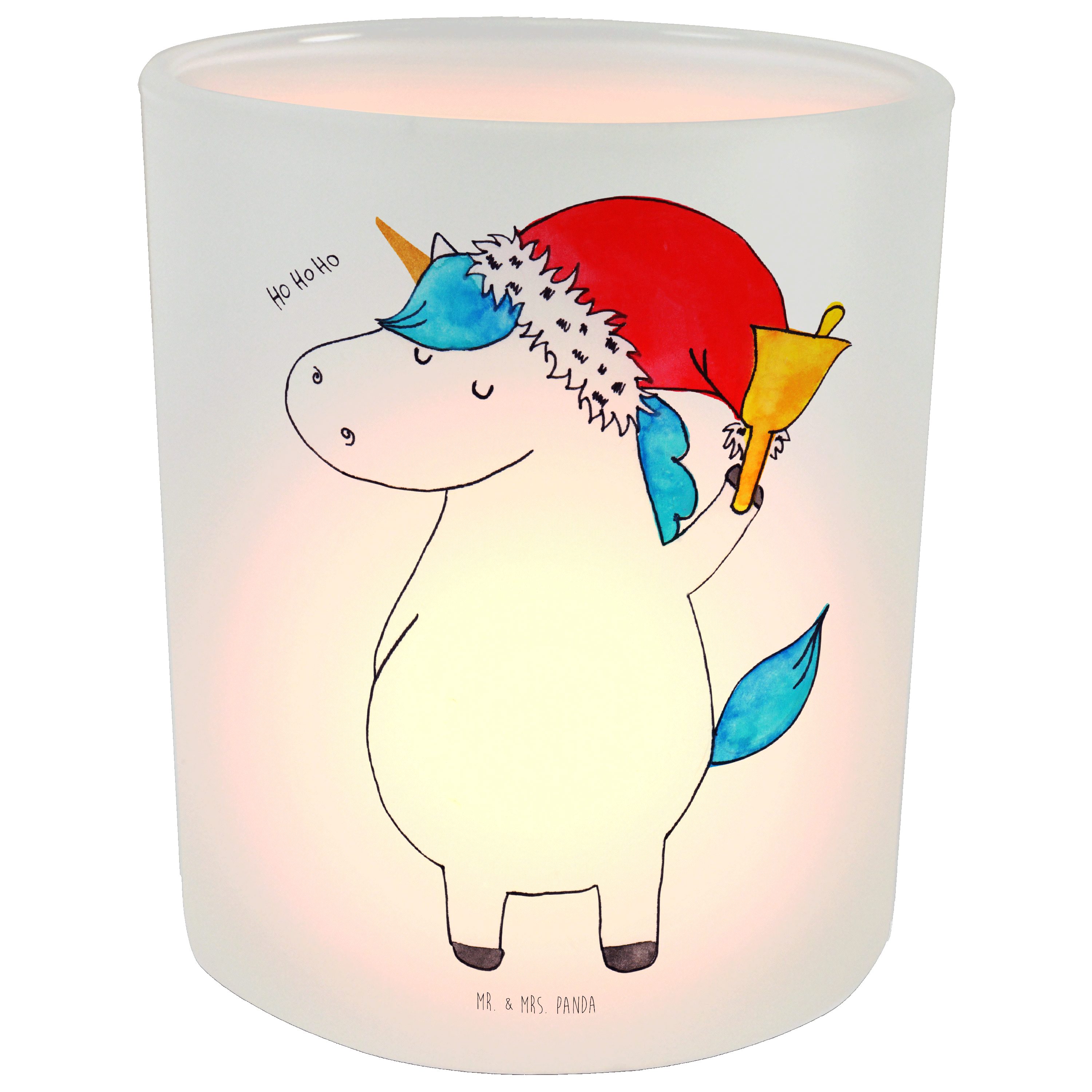 (1 & Geschenk, Mrs. Teelichtglas, Mr. Windli Windlicht - Weihnachtsmann St) - Panda Transparent Einhorn