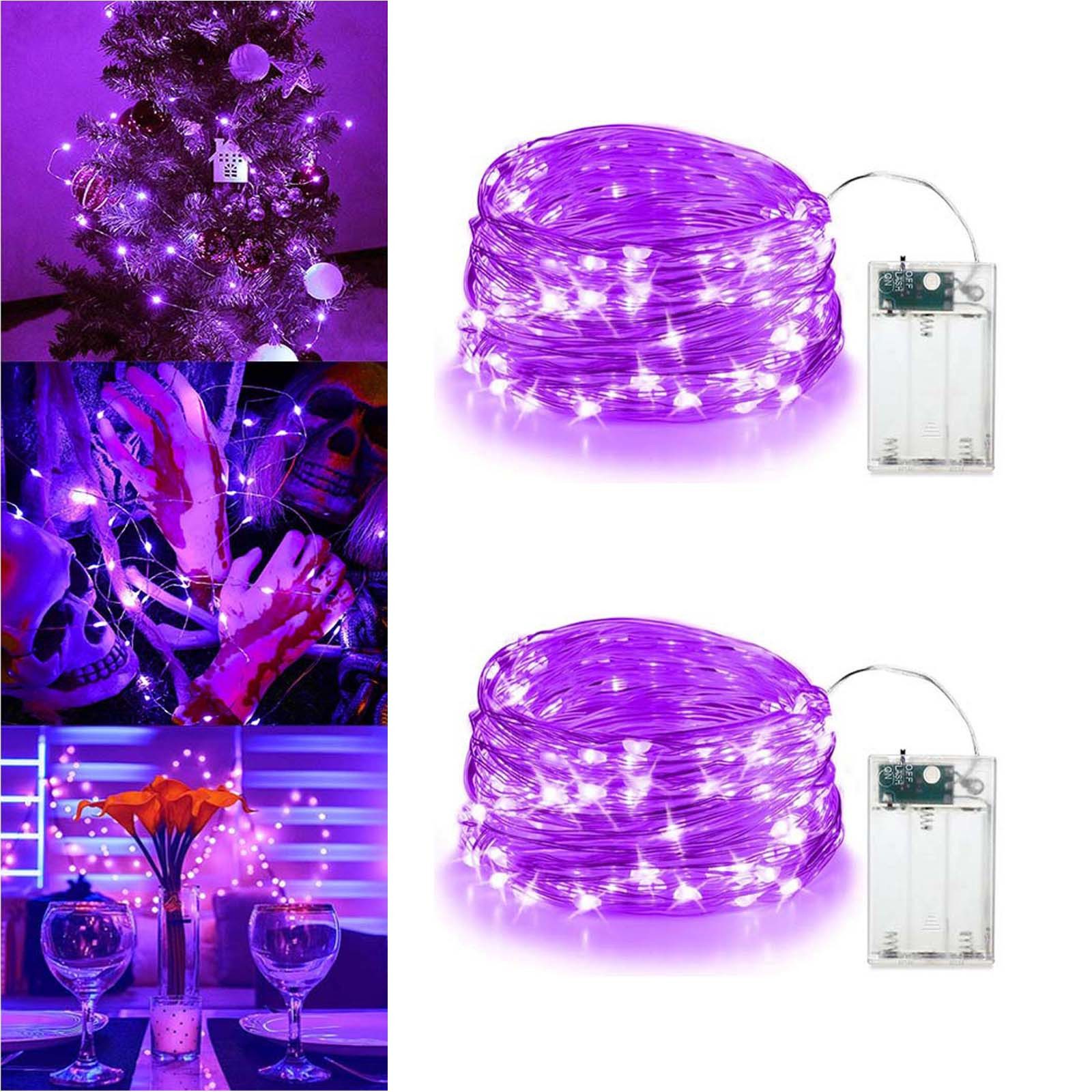 Jibenhome LED-Streifen Lila LED Kupferdraht-Lichterkette Batteriebetrieben günstig online kaufen