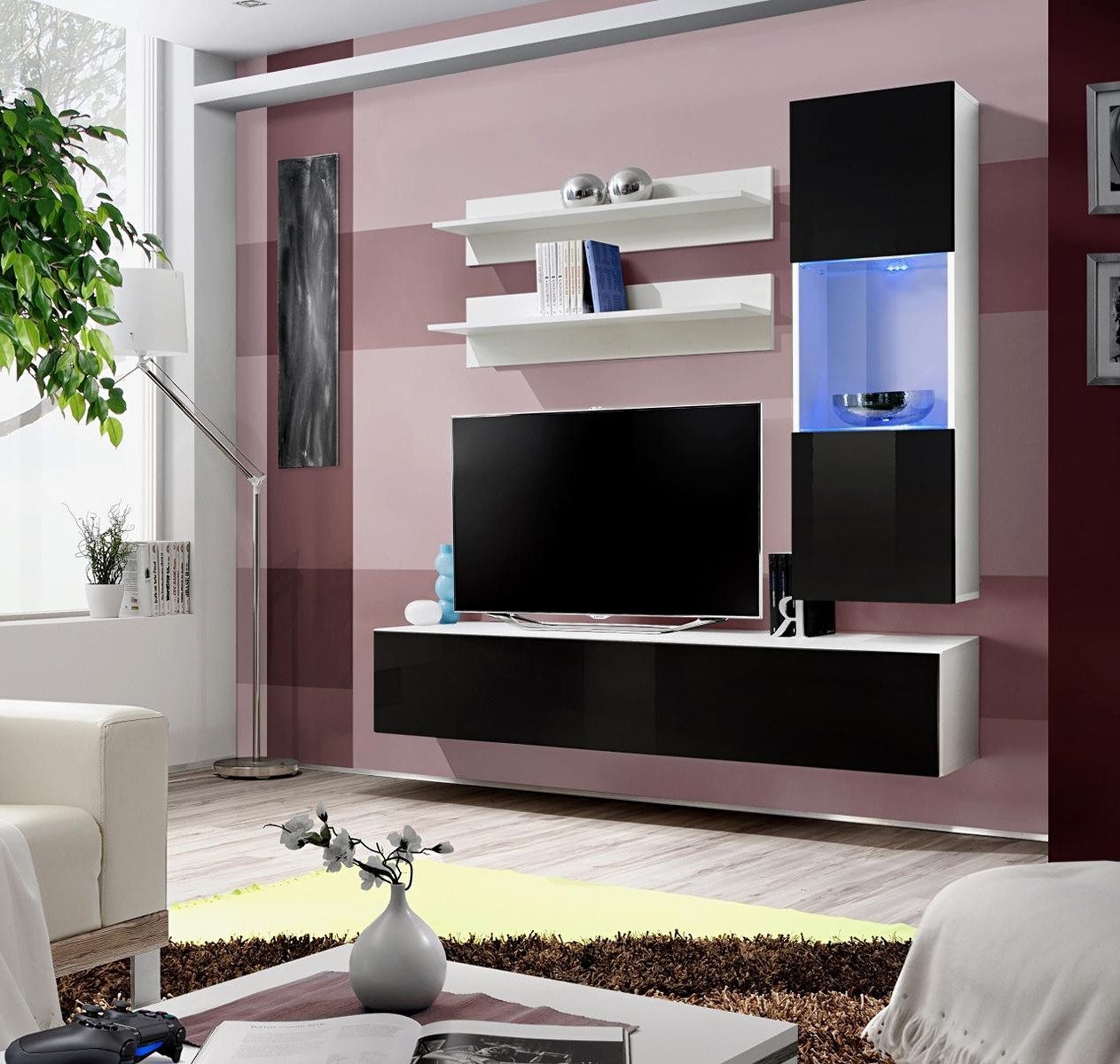 Xlmoebel Wohnwand Luxus Holzmöbel Designer Einrichtung Komplett Set 4 tlg Wohnzimme, (4-St), Made in Europa