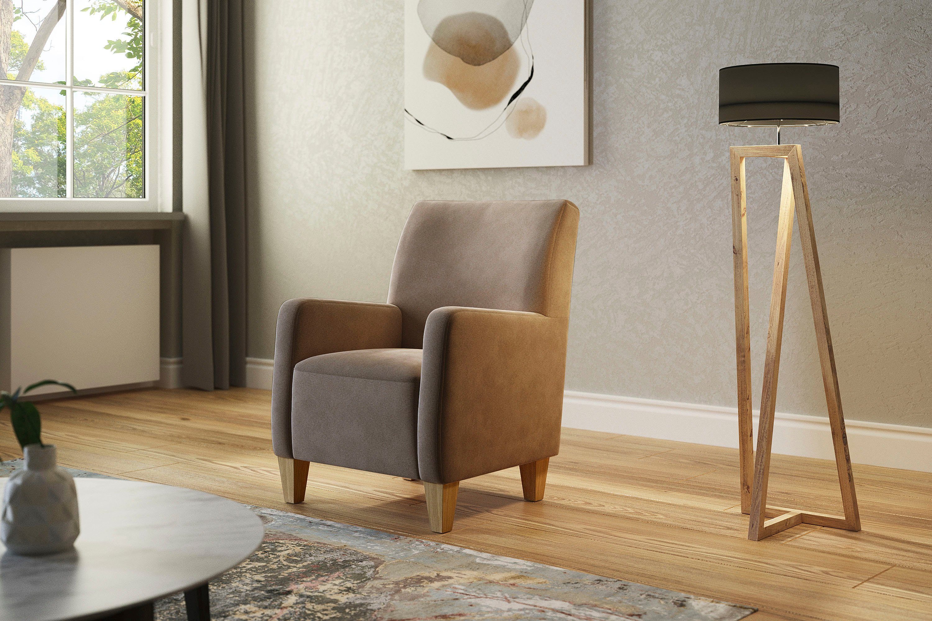 Home affaire Sessel Viva, mit Federkern, mit Eichenfüßen