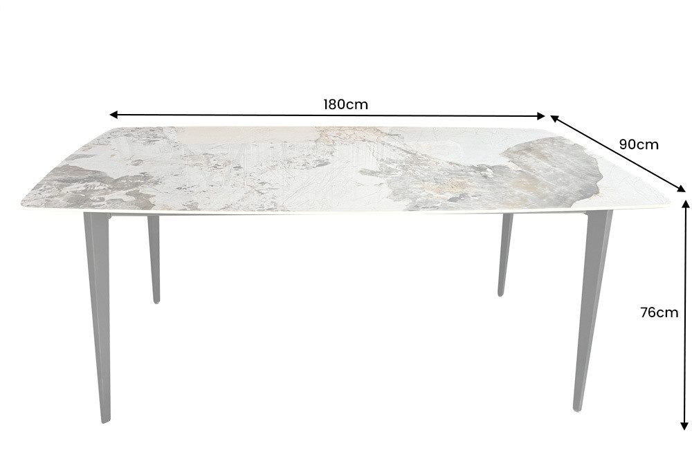 riess-ambiente Esstisch MILANO 180cm weiß-braun/schwarz - Keramik, Metallbeine, Pandora-Design (Einzelartikel, 1-St), Platz für bis zu 8 Personen - ideal für Esszimmer & Küche