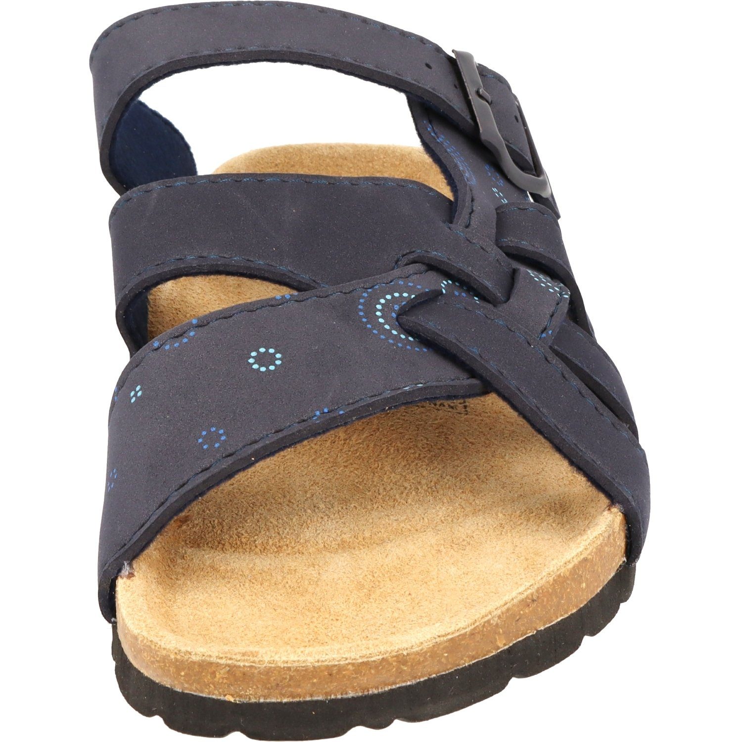 Cloxx Damen Schuhe T67913 Dunkelblau Sandale Hausschuhe Lederfußbett Pantolette