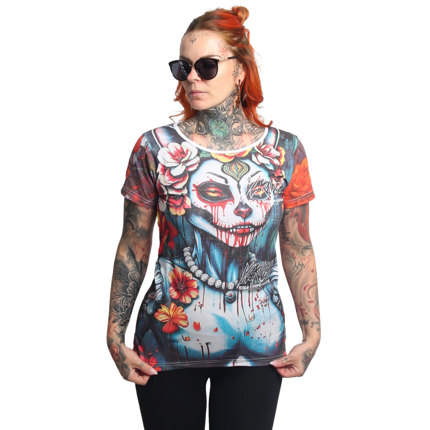 YAKUZA Rundhalsshirt Senora mit verlängertem Rückenteil