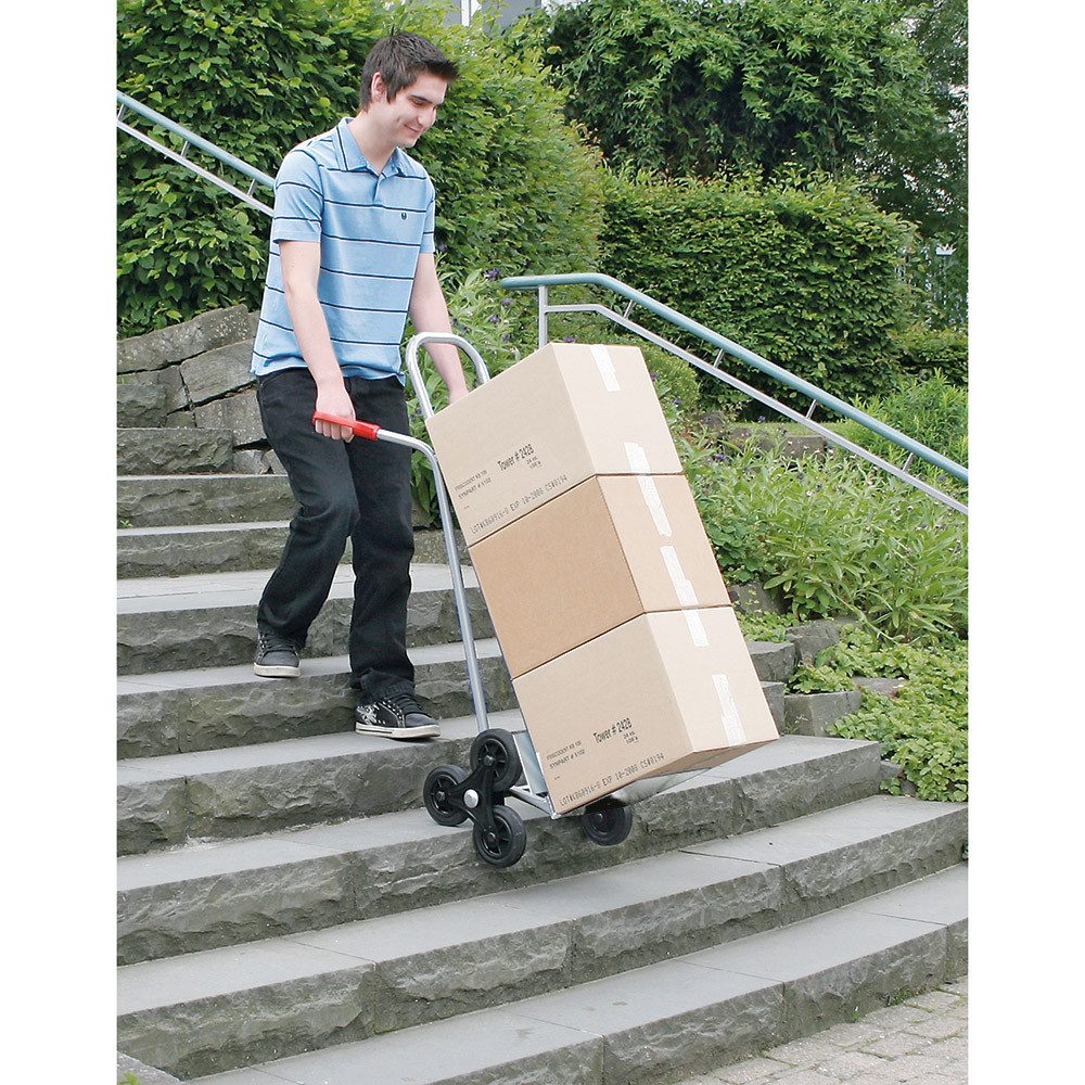 BRB-Lagertechnik Treppensackkarre Treppenkarre aus Alu, BxTxH 520x560x1210 mm, Für den sicheren Transport auf Treppen