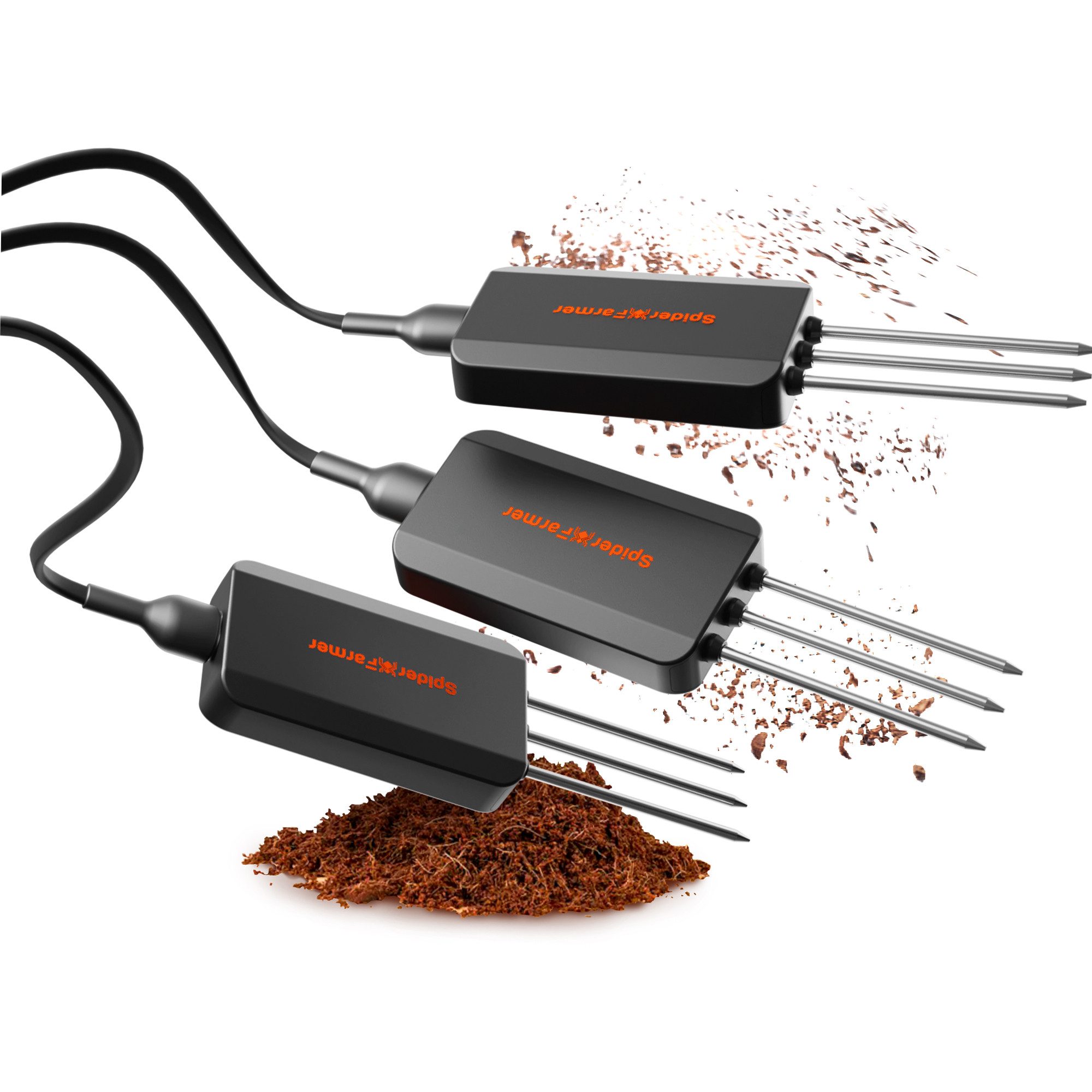 Spider Farmer Bodenfeuchtesensor Spider Farmer GGS 3-in-1 Bodensensor Pro, 3er Set für Feuchtigkeit, EC und Temperatur