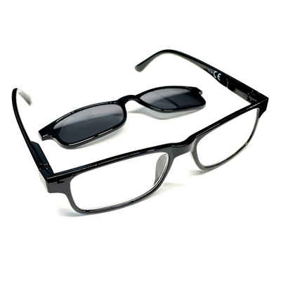 VOSSBACH Lesehilfe »Herren Lesebrille Sehhilfe Sonnenschutz Sonnenbrille Brille«, +2,5 dpt Inkl. Sonnenclip & Etui