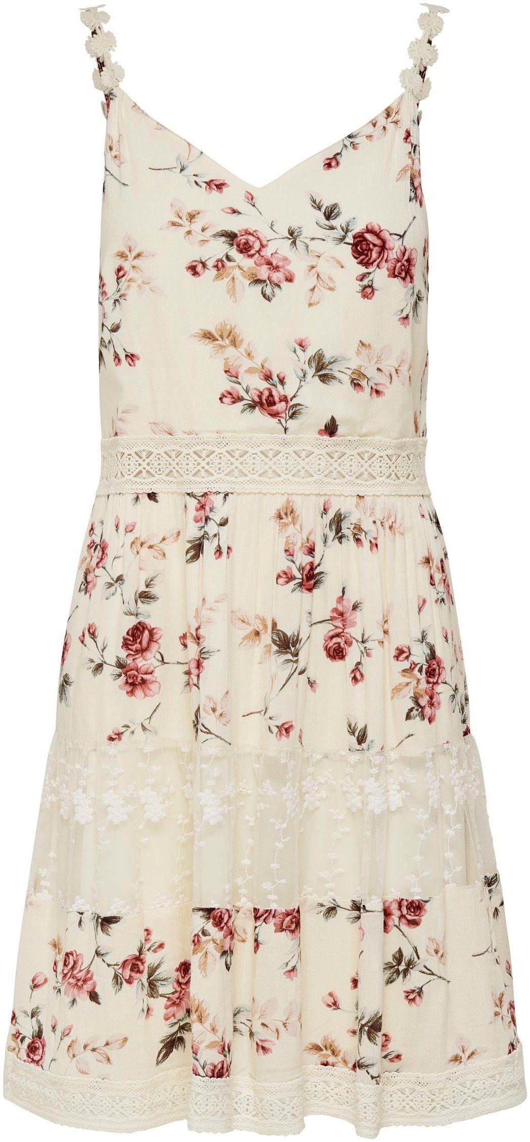 ONLY Trägerkleid ONLKARMEN ANNE LIFE brülee S/L WVN aop DRESS NOOS creme flower rose