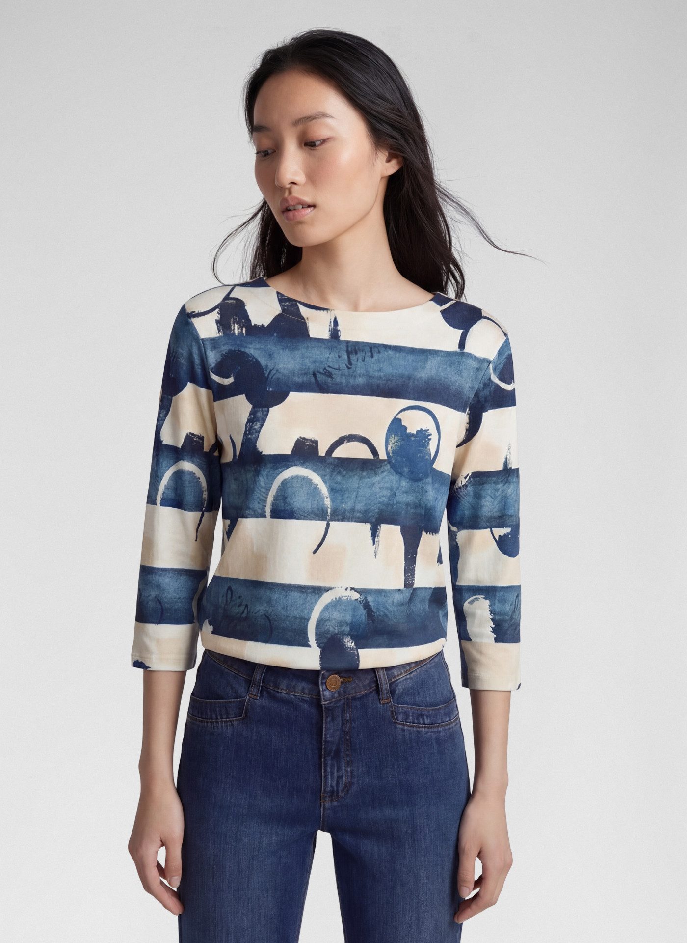 Rabe 3/4-Arm-Shirt mit grafischem Muster