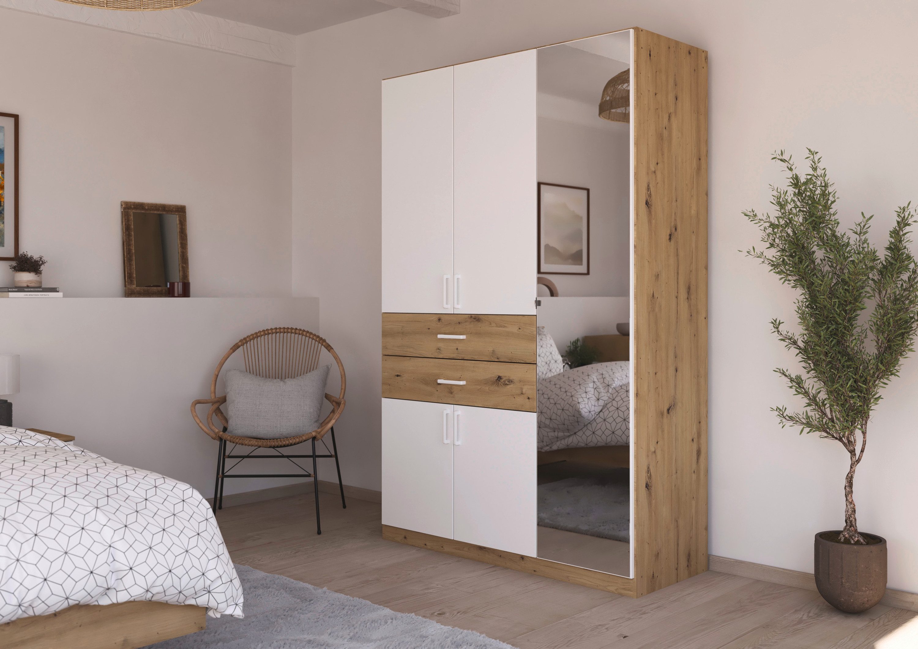 rauch Drehtürenschrank "Maika" mit Spiegel, 2 Schubladen, in verschiedenen günstig online kaufen