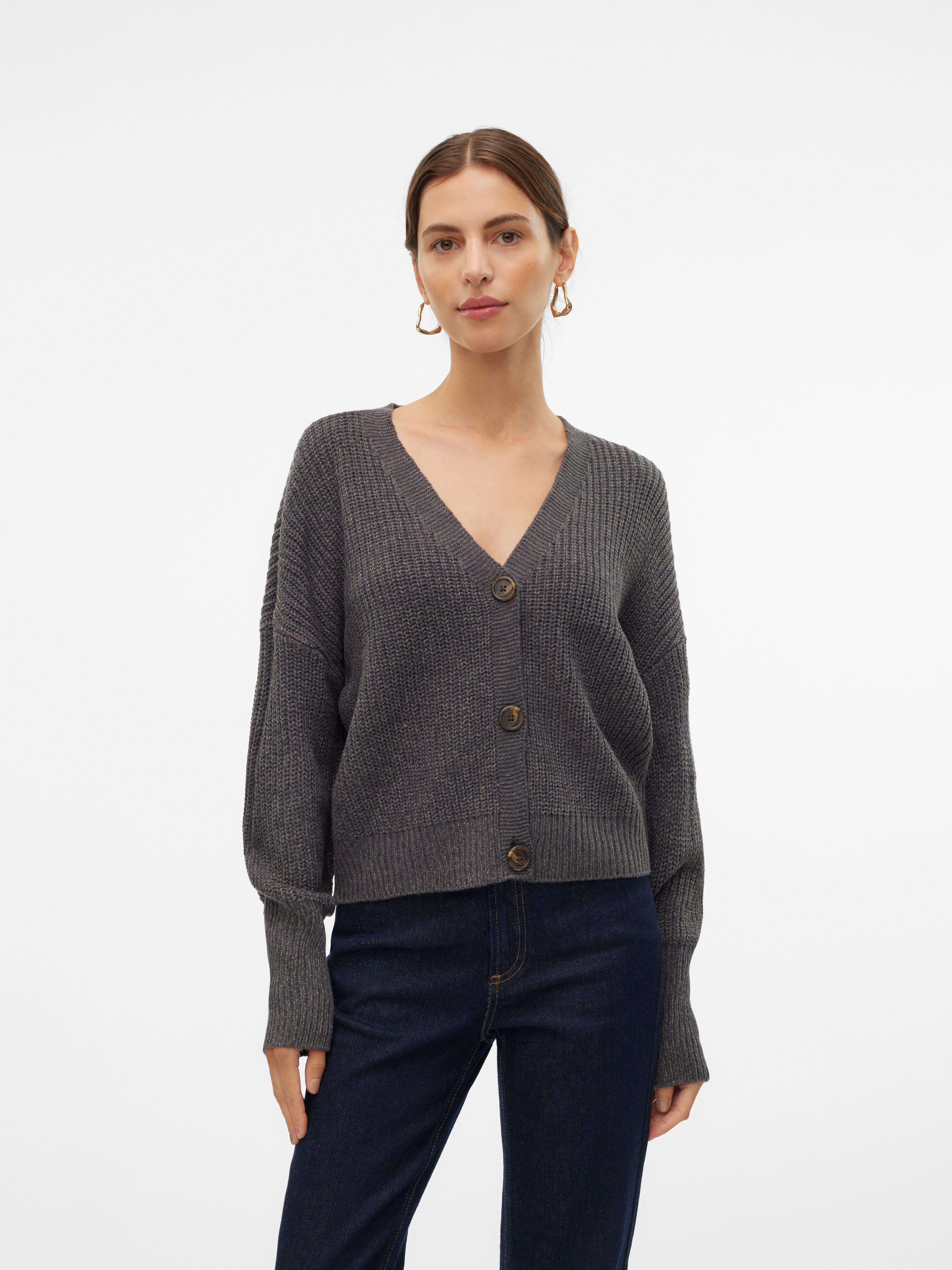 Vero Moda Strickjacke VMLEA LS V-NECK CUFF CARDIGAN NOOS Rippstrick günstig online kaufen