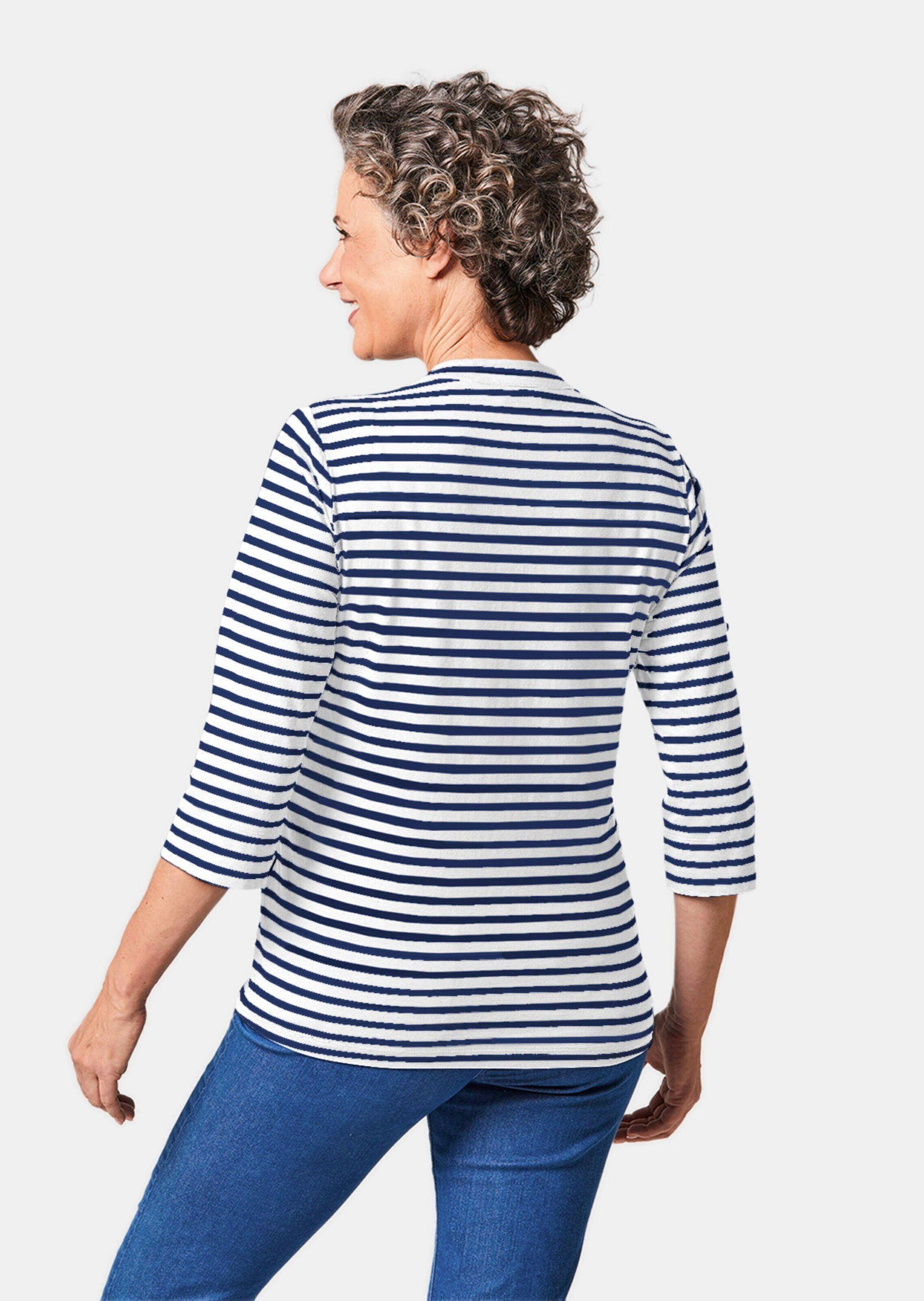 GOLDNER 3/4-Arm-Shirt Sportives Ringelshirt in Longform günstig online kaufen