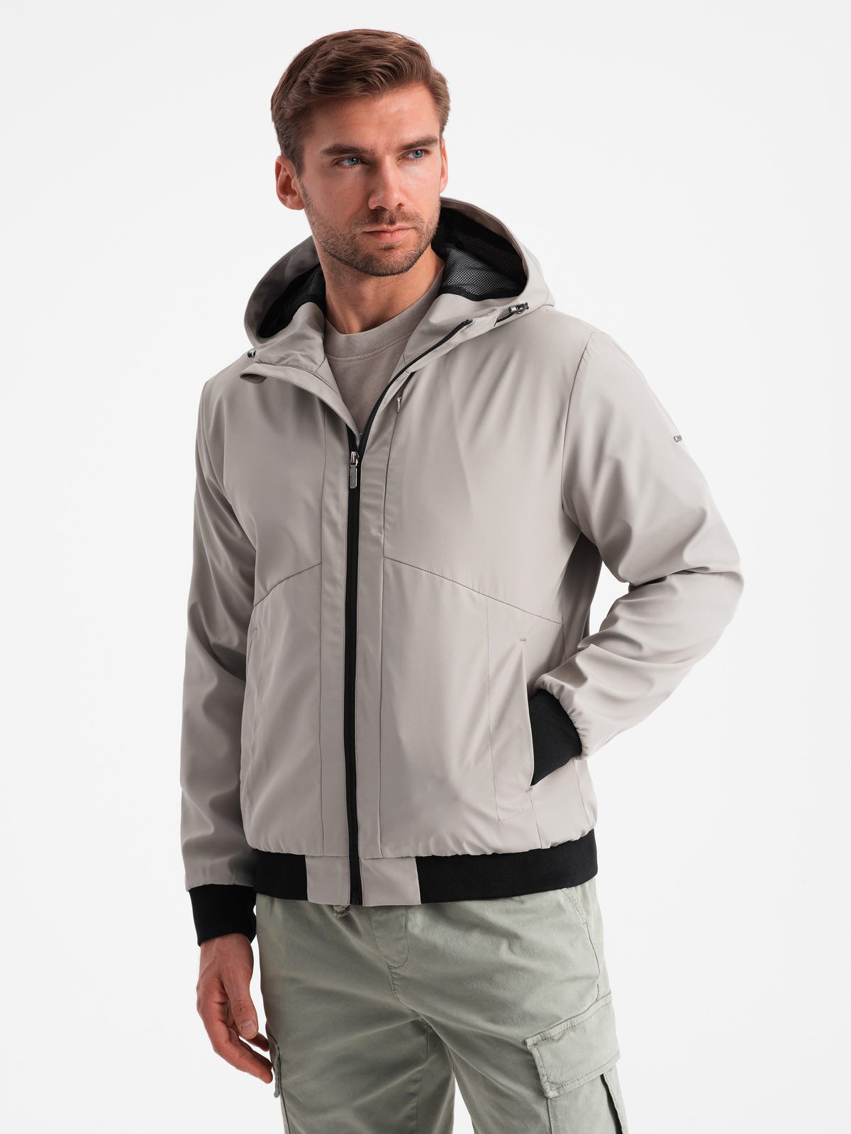 Regenjacke Leichte Herrenjacke mit Kapuze und Netzfutter
