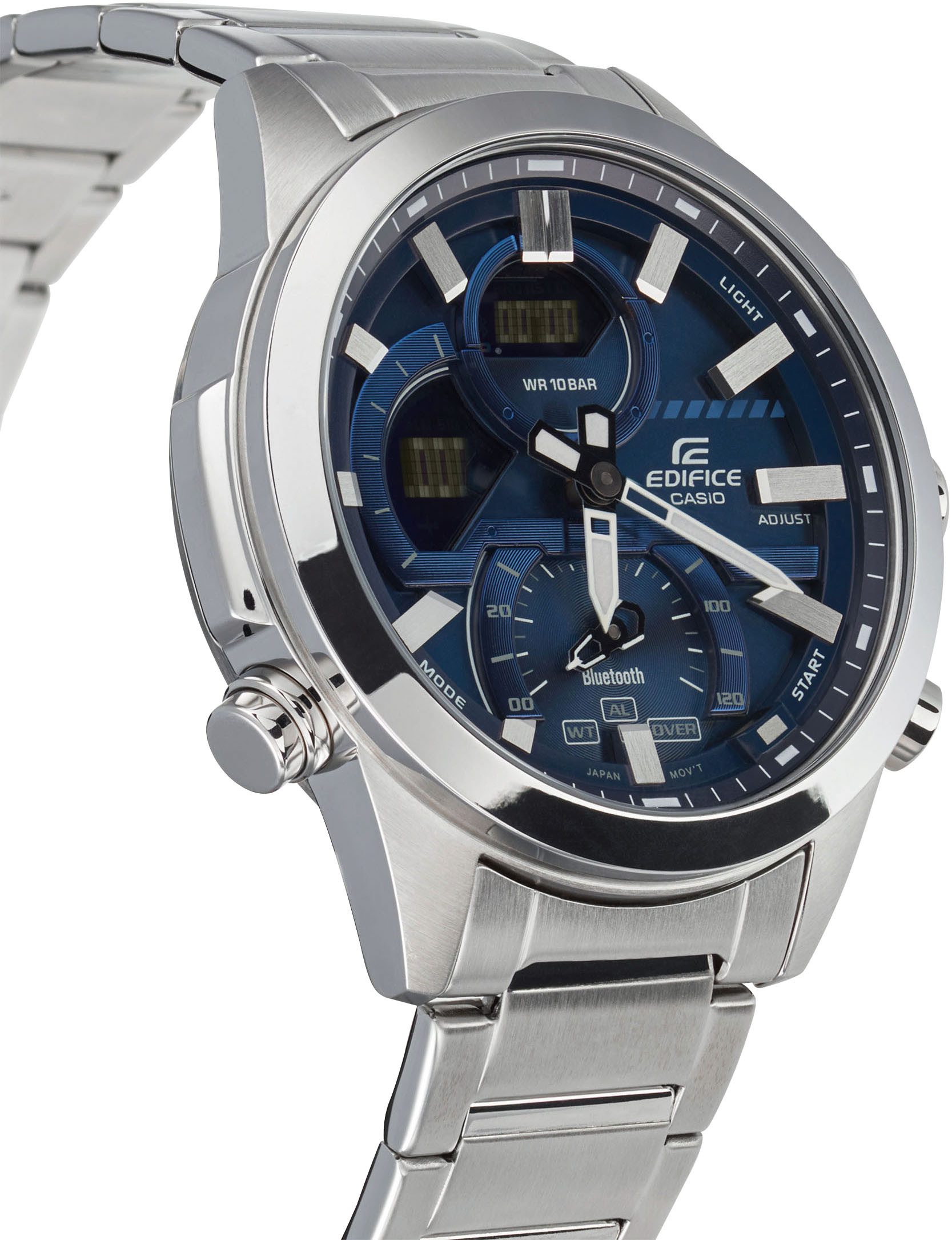 CASIO EDIFICE ECB-30D Smartwatch, Armbanduhr,Herrenuhr,Bluetooth,Stoppfunktion,Weltzeit,Edelstahlarmband