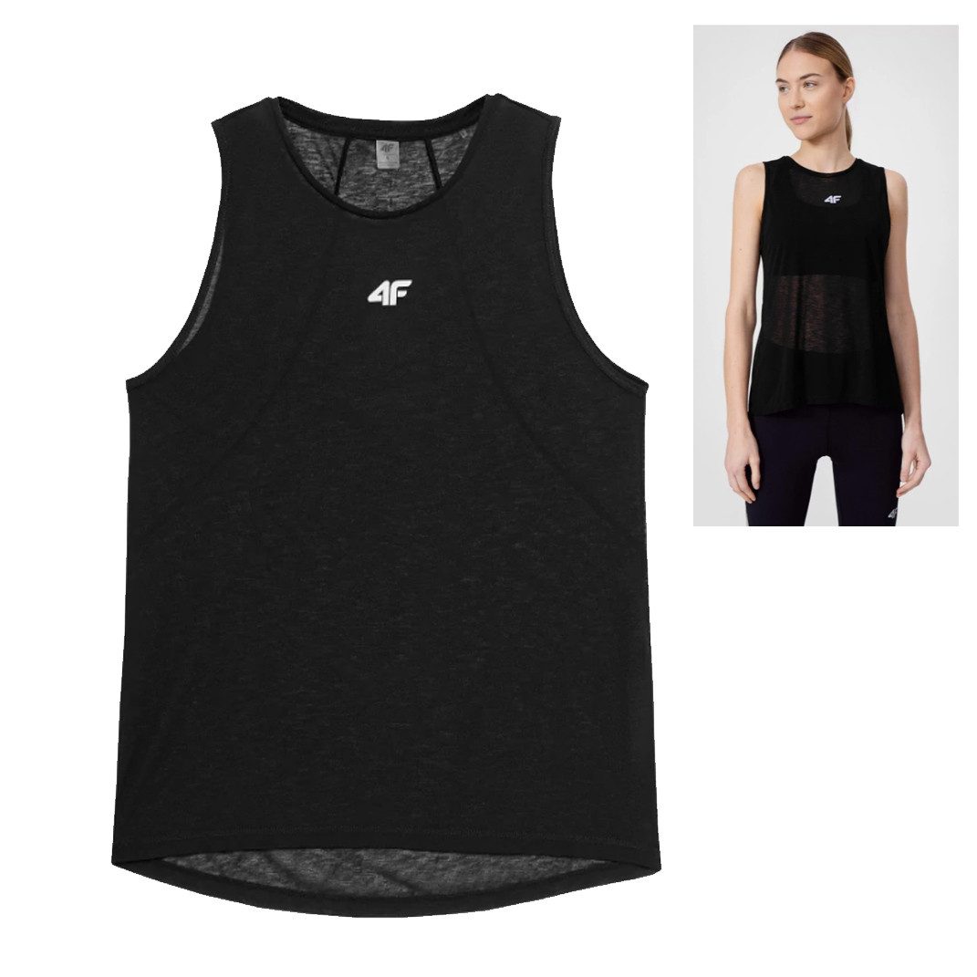 4F T-Shirt 4F- Damen Trainingsshirt, Laufshirt, Sportshirt, Tank Top, schwarz