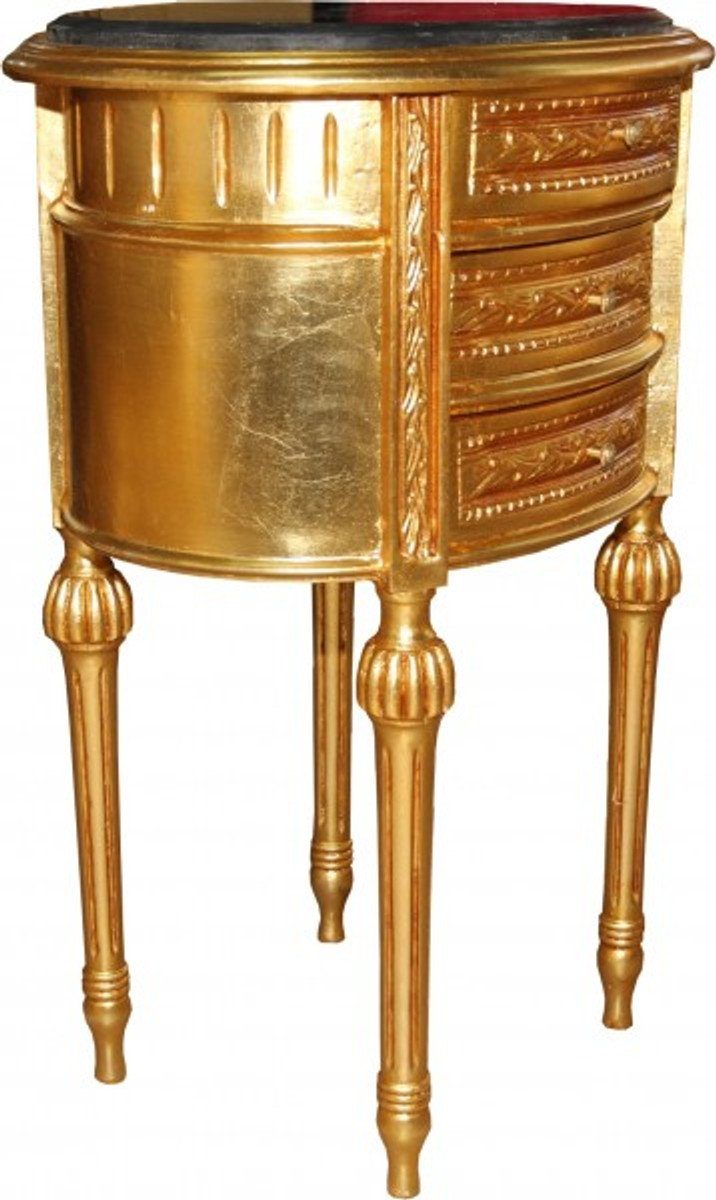 Casa Padrino Beistelltisch Barock Kommode B mit Gold H Marmorplatte cm, - cm 52 70 Konsole schwarzer Nachttisch