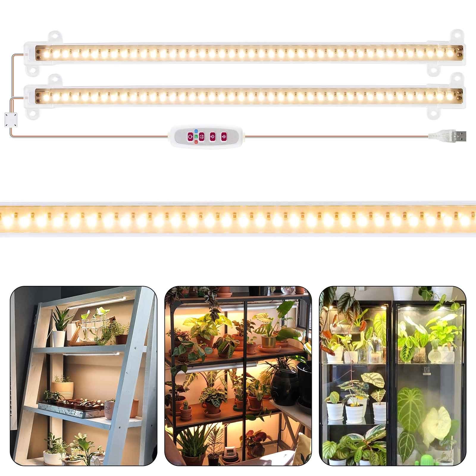 Rosnek Bar LED-Wachstumslicht Timer 1-4 Dimmbar Auto Pflanzenlampe On/Off mit Vollspektrum-Pflanzenlampe, Rohr-Streifen, Tageslichtweiß,