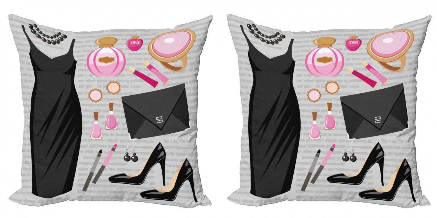 Kleid Doppelseitiger Abakuhaus und Accent Tasche Digitaldruck, Stück), Kissenbezüge Heels Modern Kleider und (2