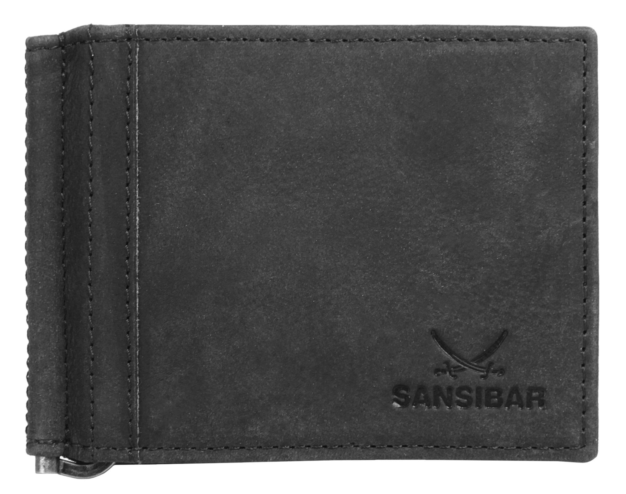 Sansibar Brieftasche, echt Leder schwarz