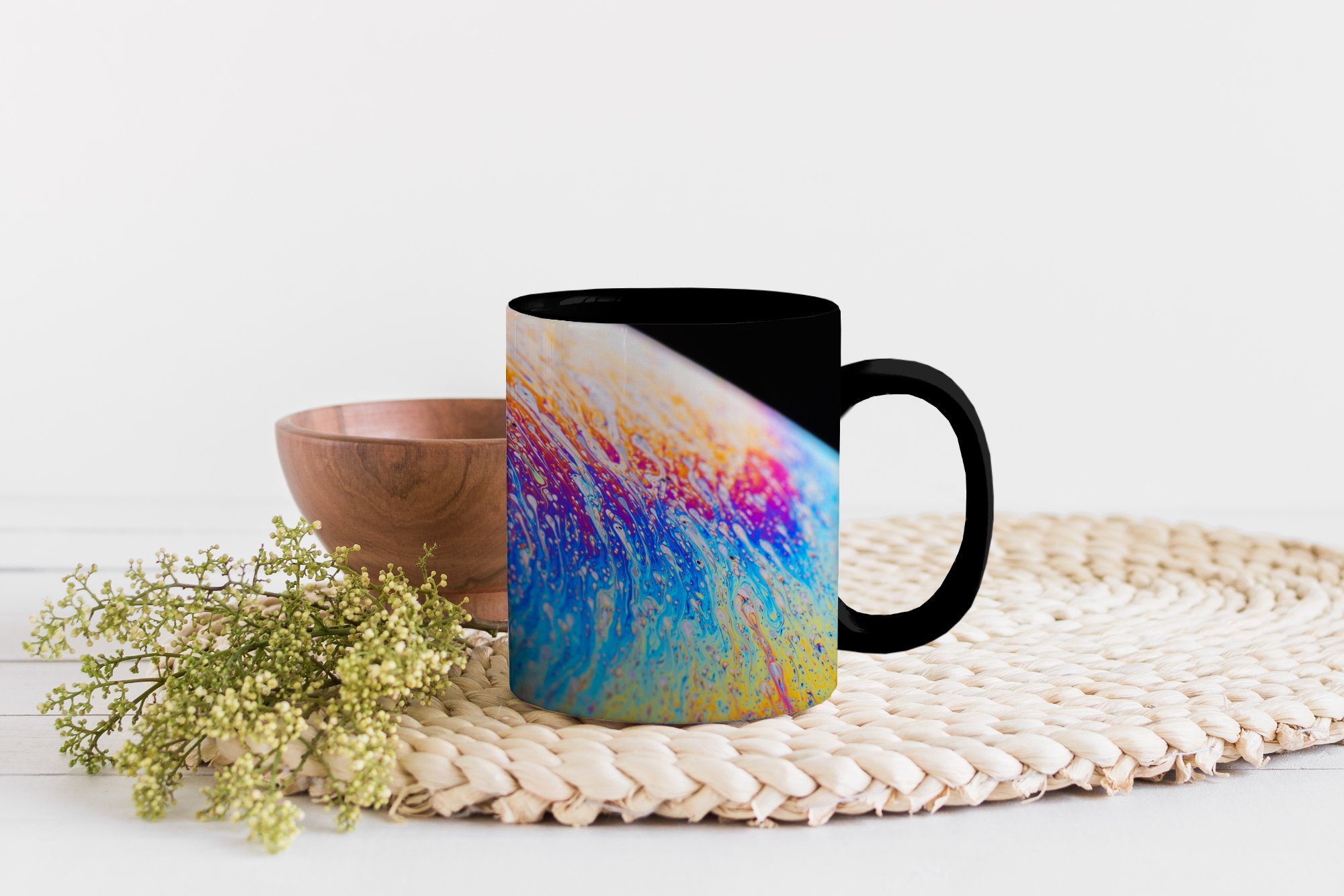 MuchoWow Tasse des Farben Kaffeetassen, Farbwechsel, Geschenk den Teetasse, Keramik, Regenbogens, Glocke in Zaubertasse