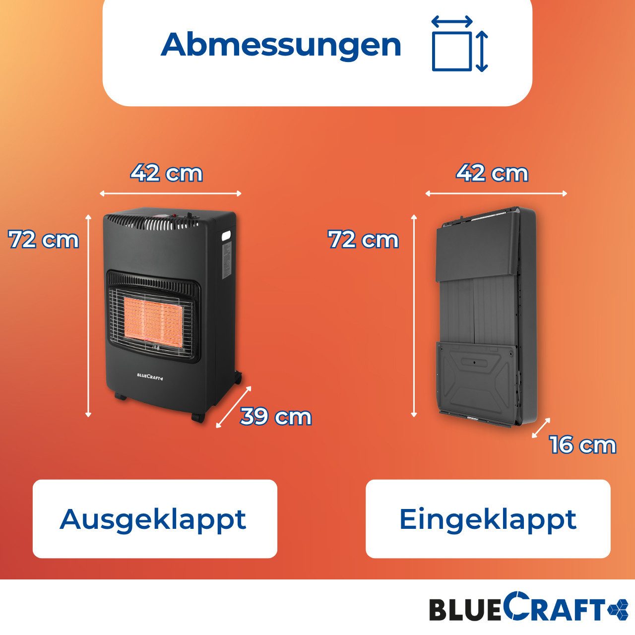 BlueCraft Heizstrahler PREMIUM Gasheizung Gasofen 4200 W Campingheizung Gas günstig online kaufen