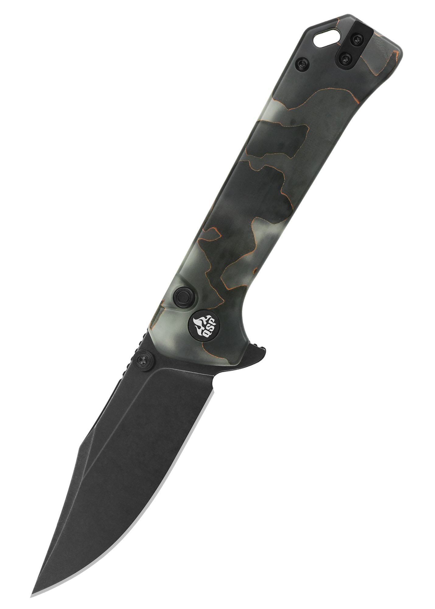 QSP Taschenmesser QSP Knife Taschenmesser QSP Grebe Button Lock, Raffir Resin Griff