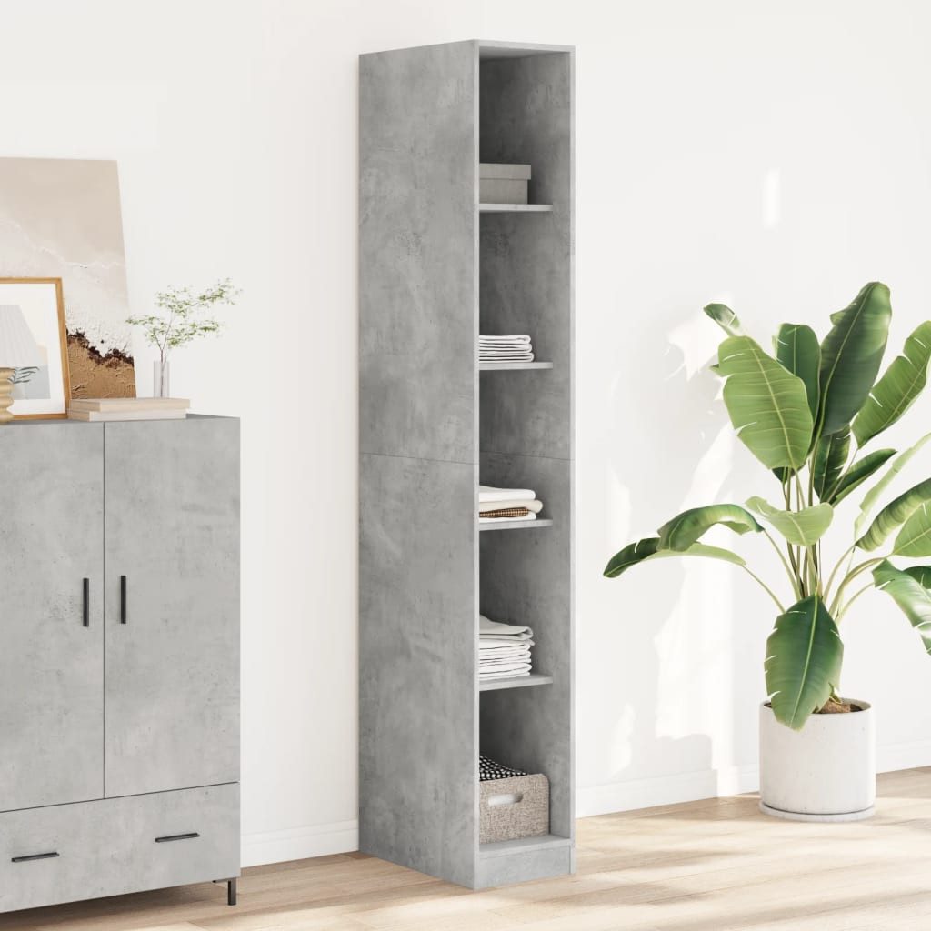 vidaXL Bücherregal 30 x 50 x 200 cm Bücherregal Holz 5 Fächer Betongrau 30x50x200 cm für