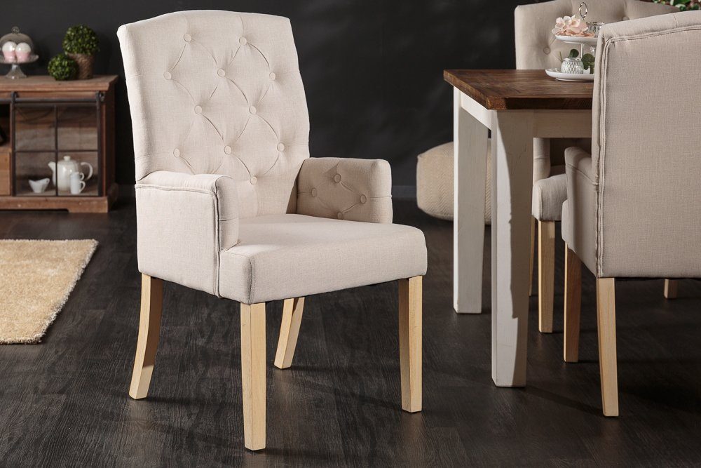 riess-ambiente Polsterstuhl CASTLE beige (Einzelartikel, 1 St), Esszimmer · Stoff · Massivholz · mit Armlehne · Landhausstil