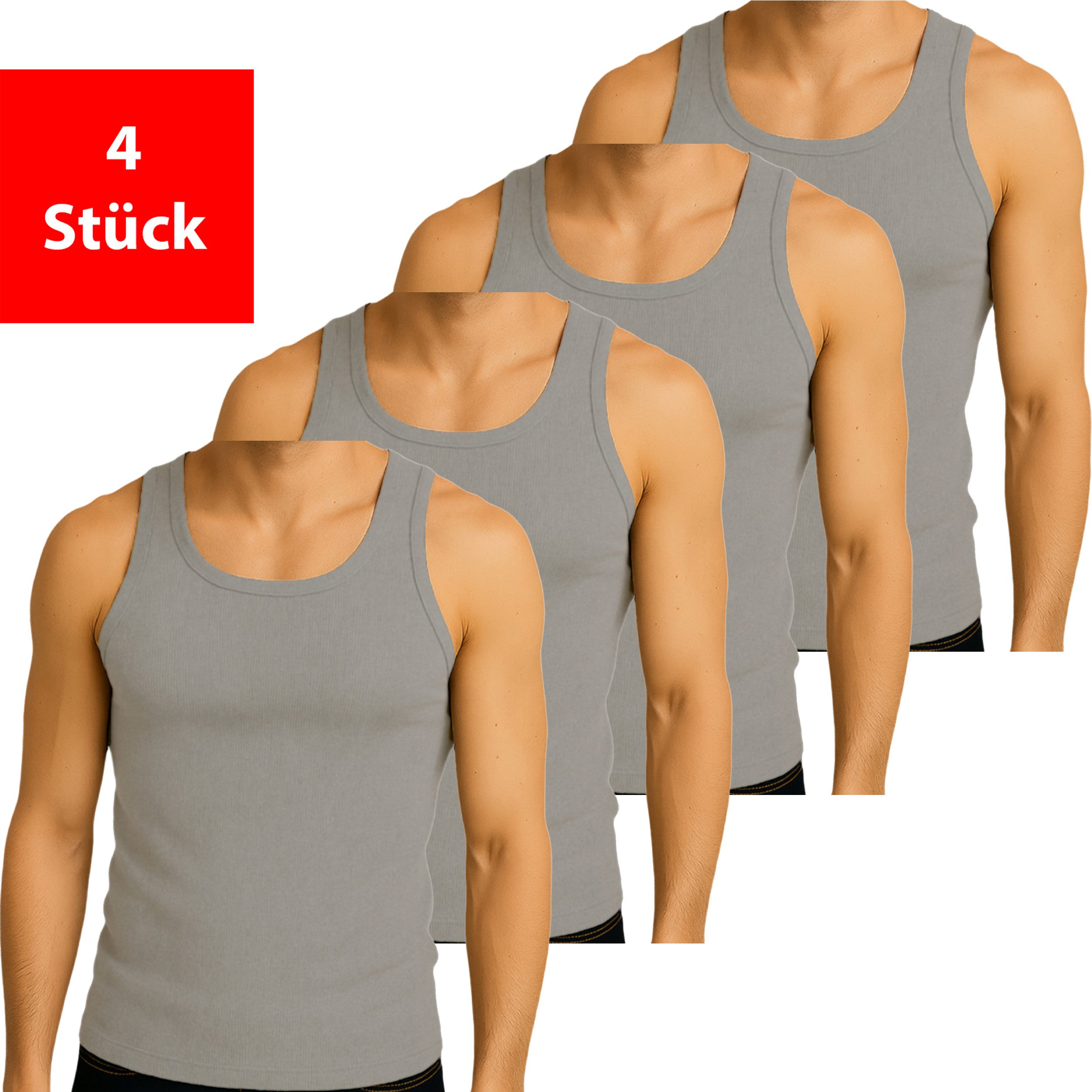 The Bakis Underwear Unterhemd Herren 4er Pack Achselhemd Tanktop Feinripp 100% Baumwolle Achselshirt (Spar-Set, 4er-Pack) Made in Türkei, 4 Feinripp Unterhemden