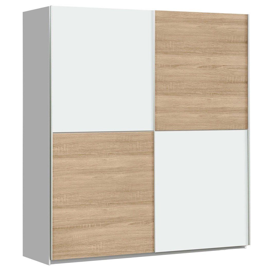 expendio Kleiderschrank Wibold Schwebetürenschrank weiss Sonoma Eiche 170x191x61 cm, Kleiderstangen