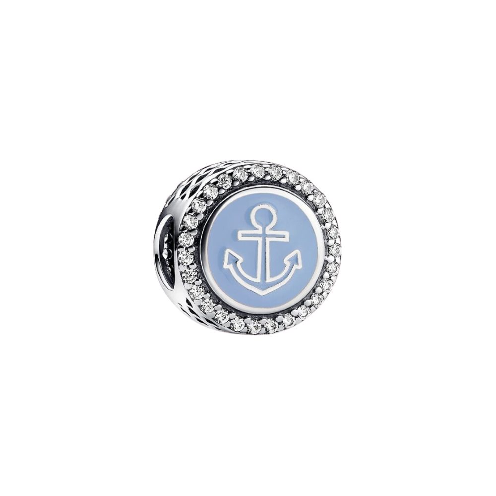 Pandora Charm-Einhänger 792016CZ_E038, Hellblau, Emaille, Anker, Zuhause