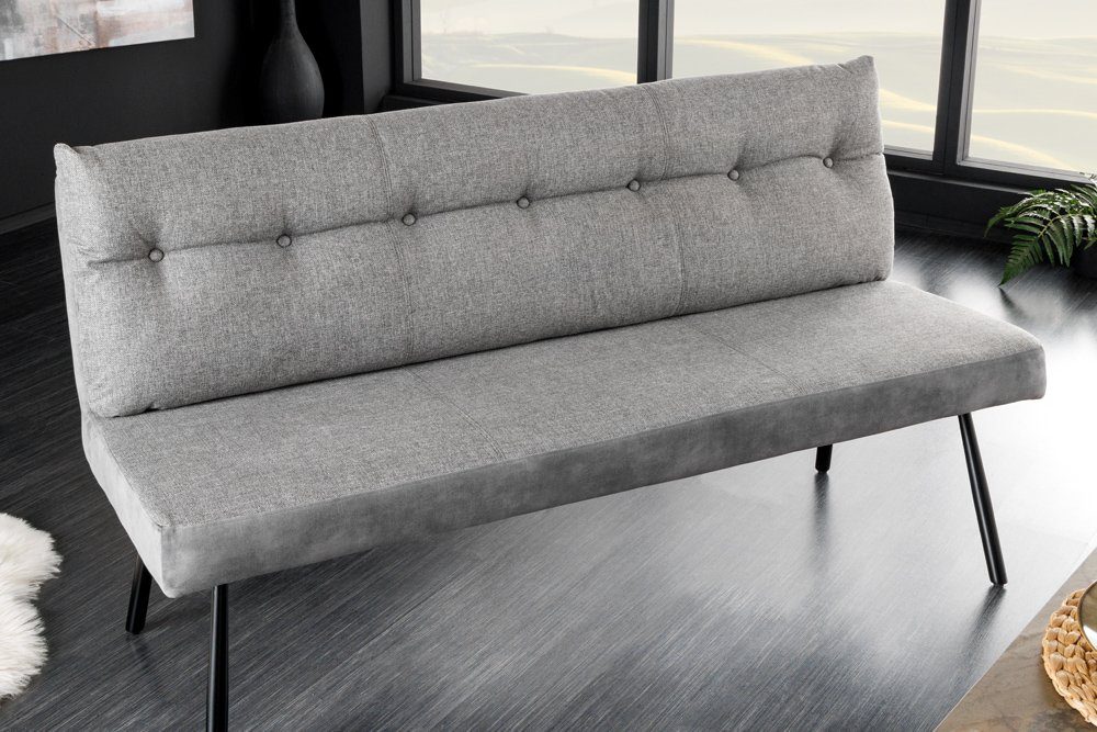 riess-ambiente Sitzbank BIG GEORGE 160cm grau - Samt, Flachgewebe, Metall-Beine (Einzelartikel, 1-St), mit Taschenfederkern & Rückenlehne – ideal für Esszimmer oder Küche