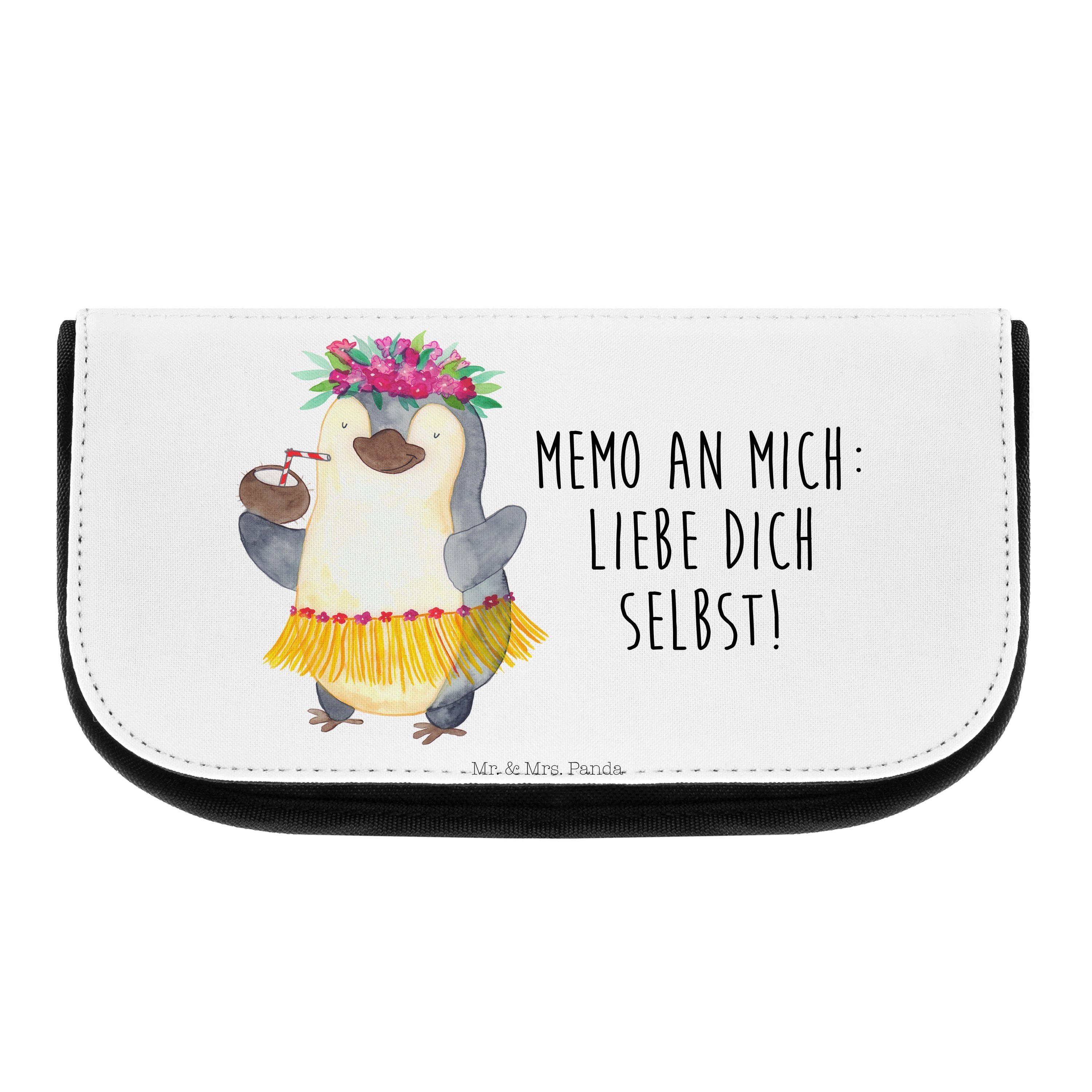 Mr. & Mrs. Panda Kosmetiktasche Pinguin Kokosnuss - Weiß - Geschenk, Aloha, Kulturbeutel, Urlaub, Kos (1-tlg)