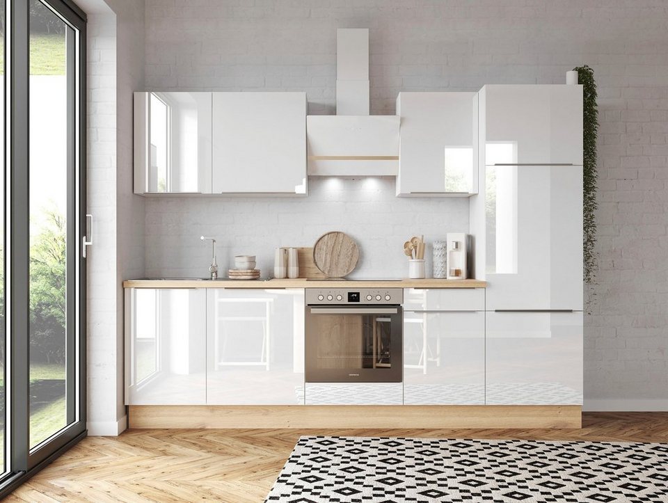 RESPEKTA Küchenzeile Safado aus der Serie Marleen, Breite 280 cm, hochwertige  Ausstattung wie Soft Close Funktion, Höhenverstellbare Füße +/- 2 cm