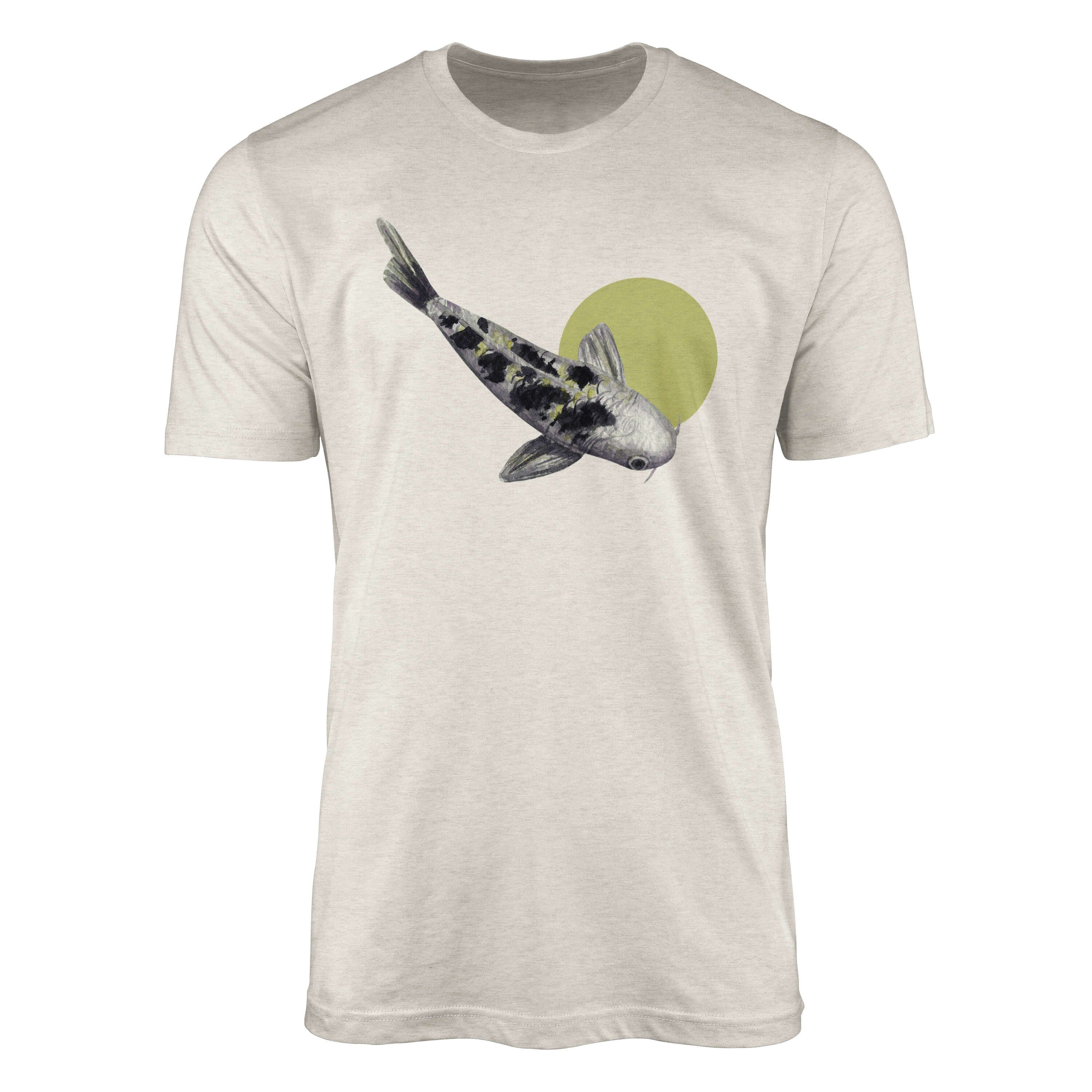 Sinus Art T-Shirt Herren Shirt 100% gekämmte Bio-Baumwolle T-Shirt Koi Karpfen Wasserfarben Motiv Nachhaltig Ökomode (1-tlg)